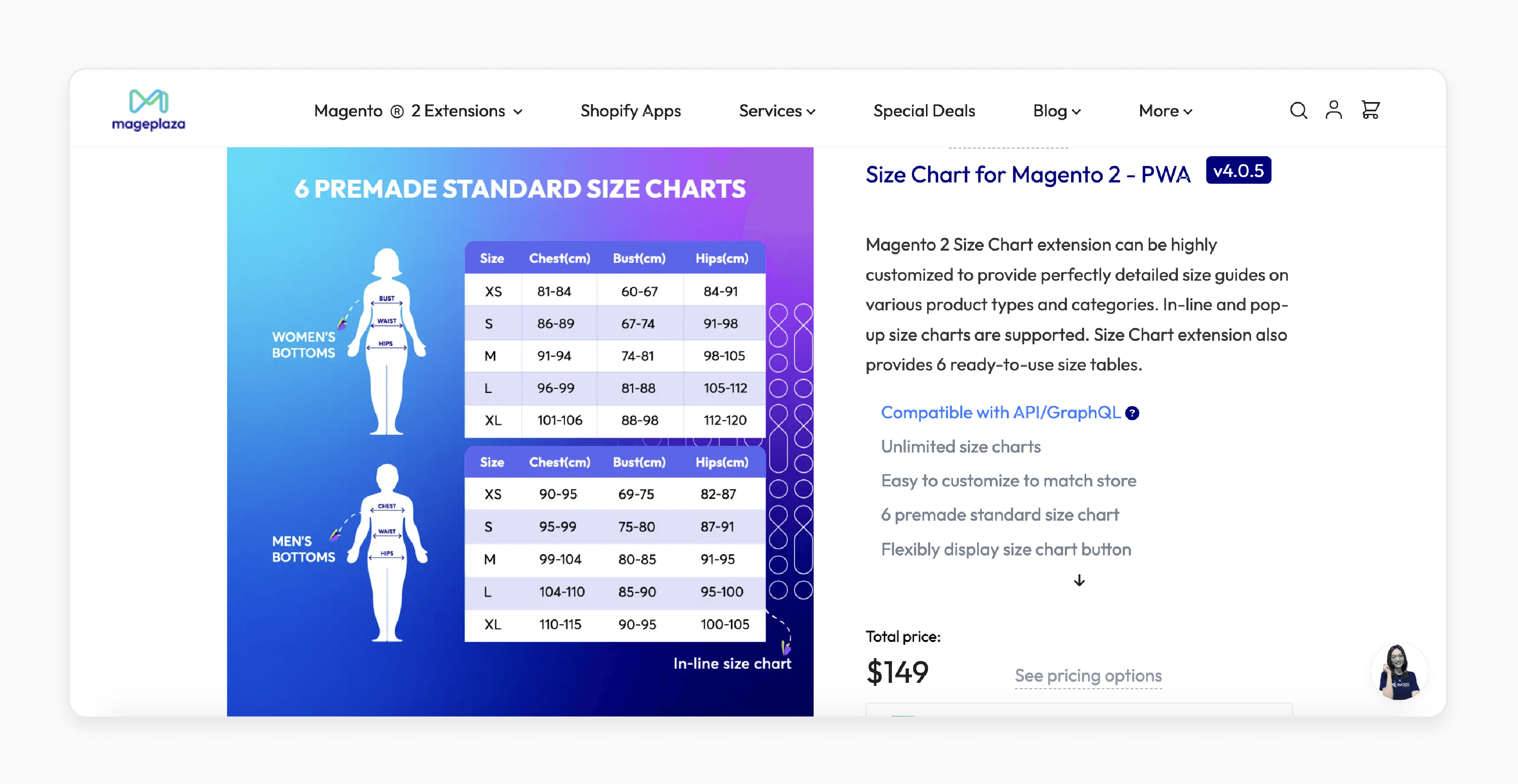 Advanced Product Size Chart by Mageplaza