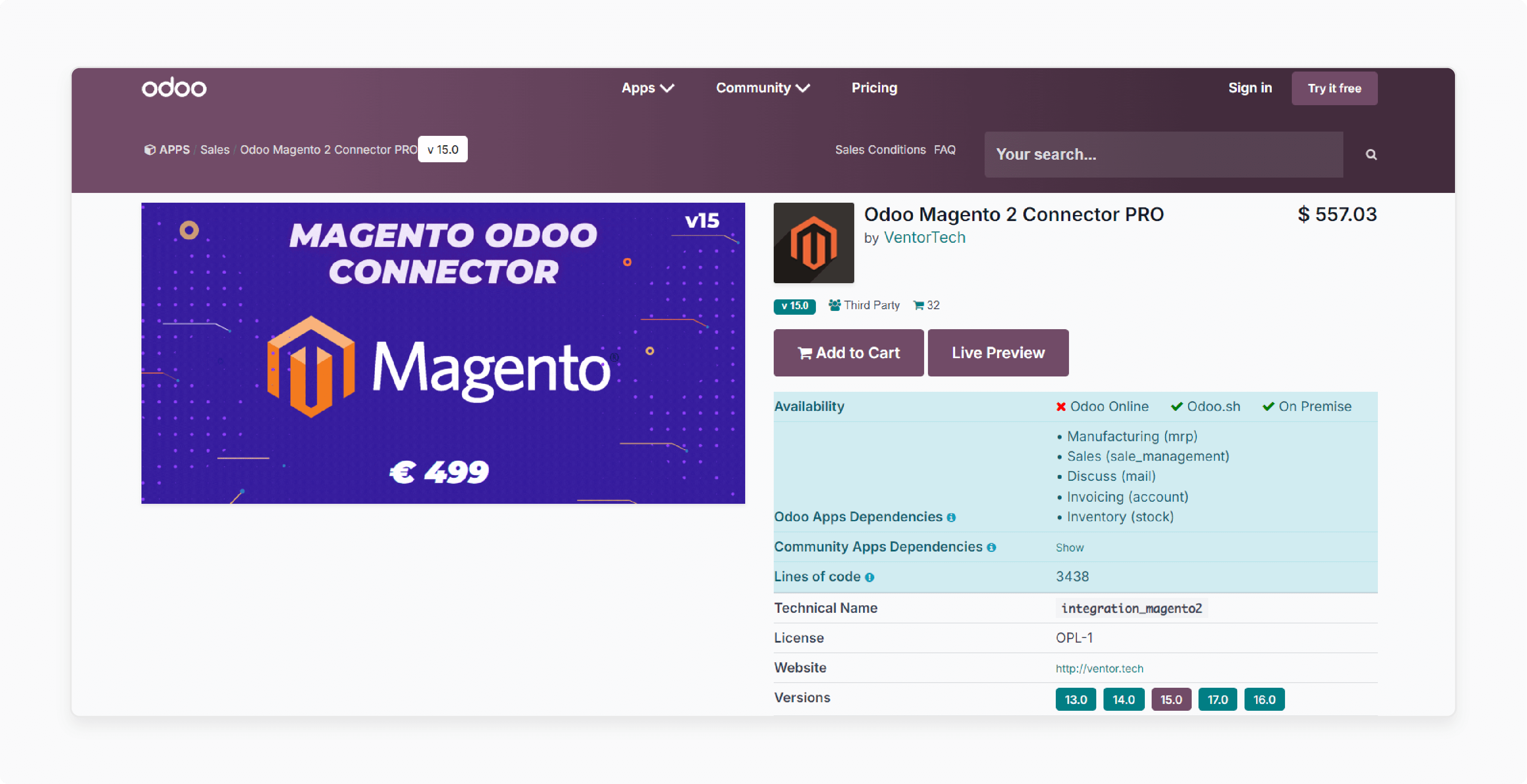 Odoo Magento connector PRO by VentorTech with advanced features for Magento and Odoo integration