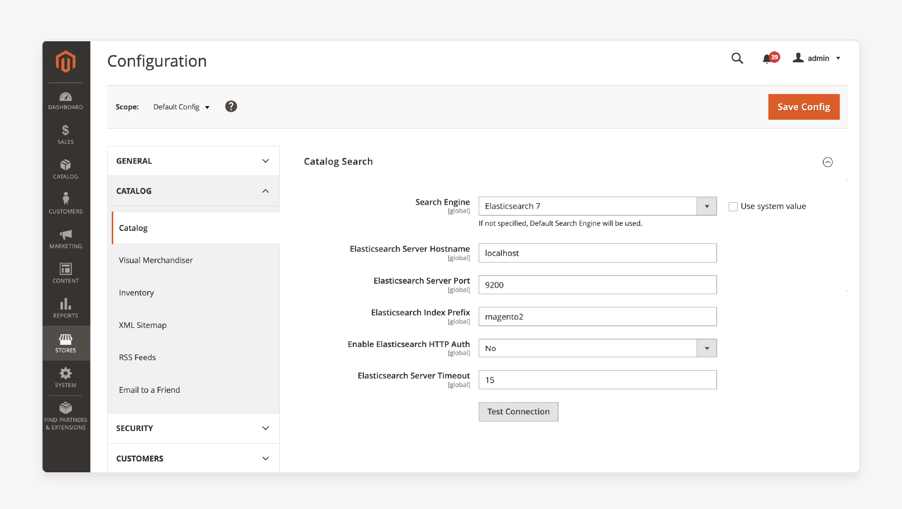 correct search engine configuration errors in Magento 2