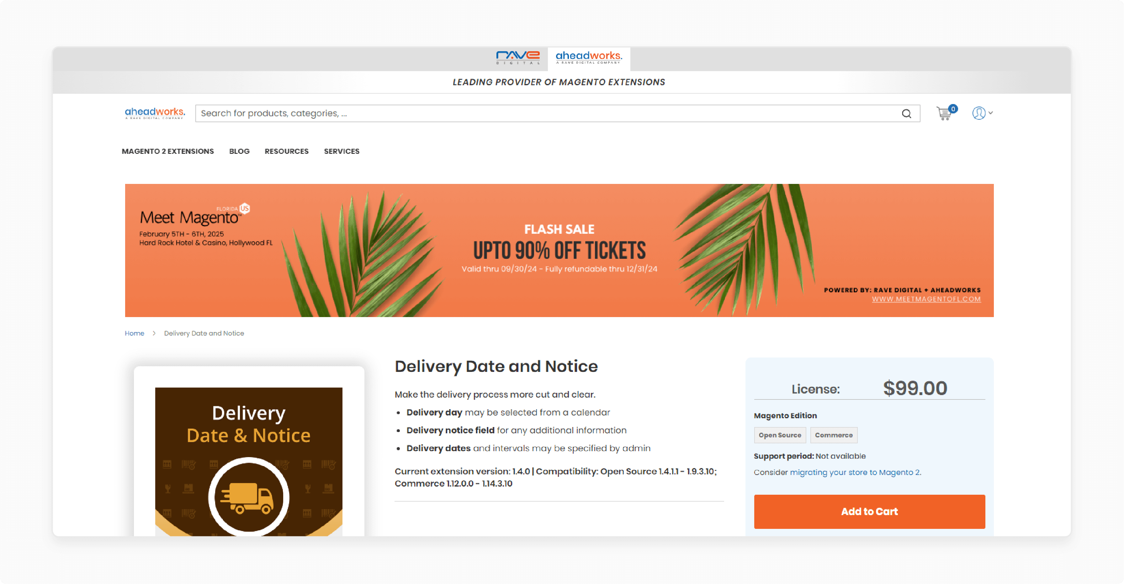 Aheadworks Magento 2 delivery date and notice extension