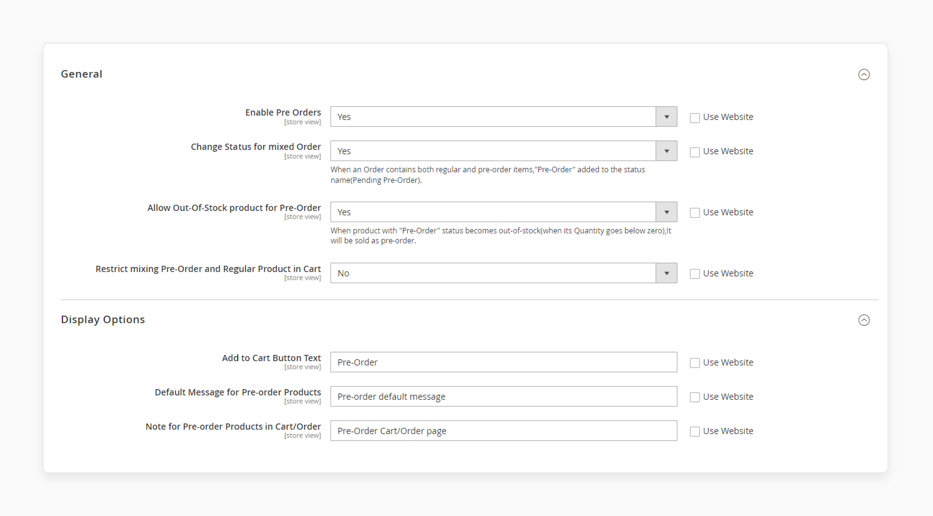 steps to set up the pre-order feature in Magento 2 for handling out-of-stock products