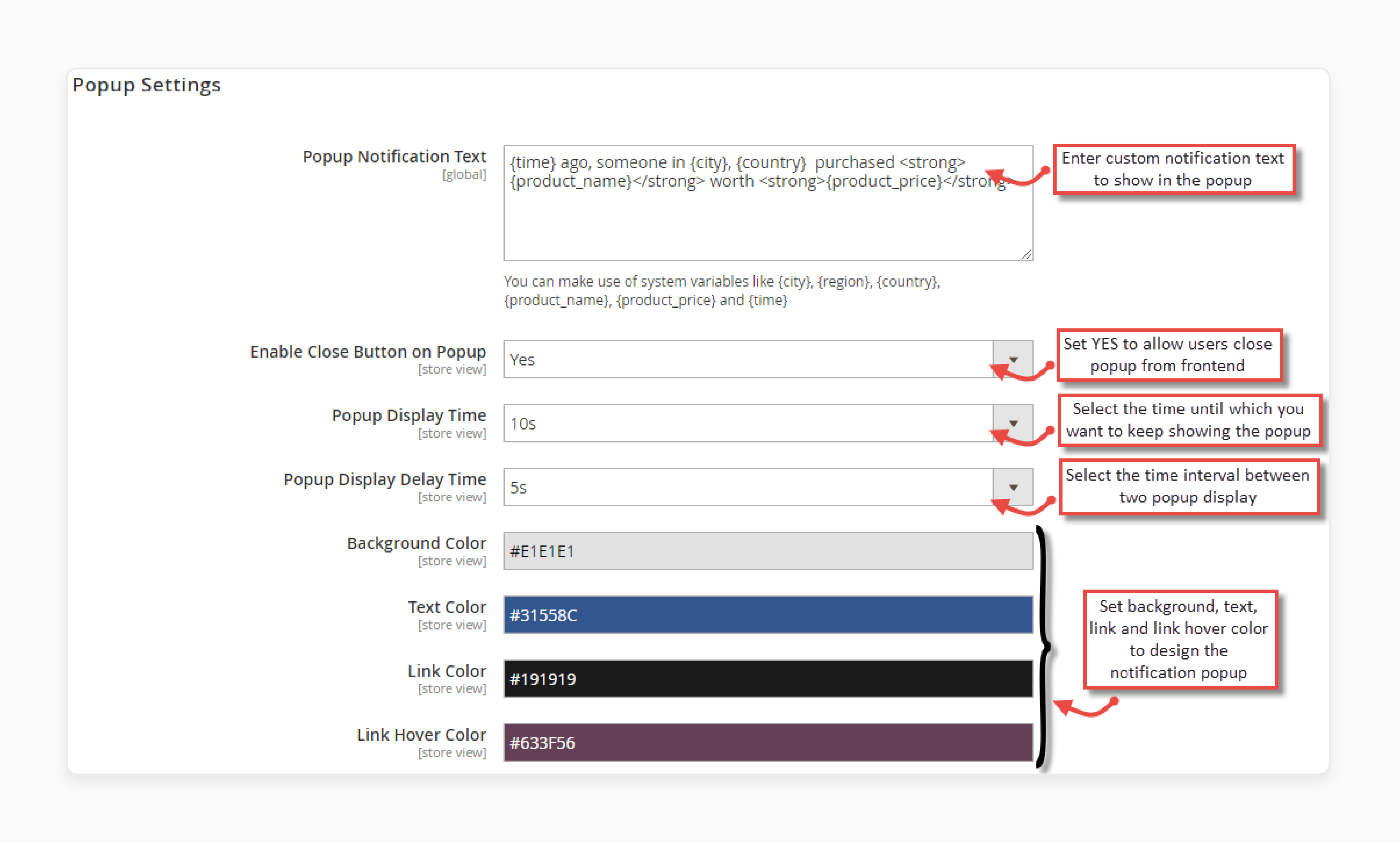 Sales popup Magento 2 Customization Settings