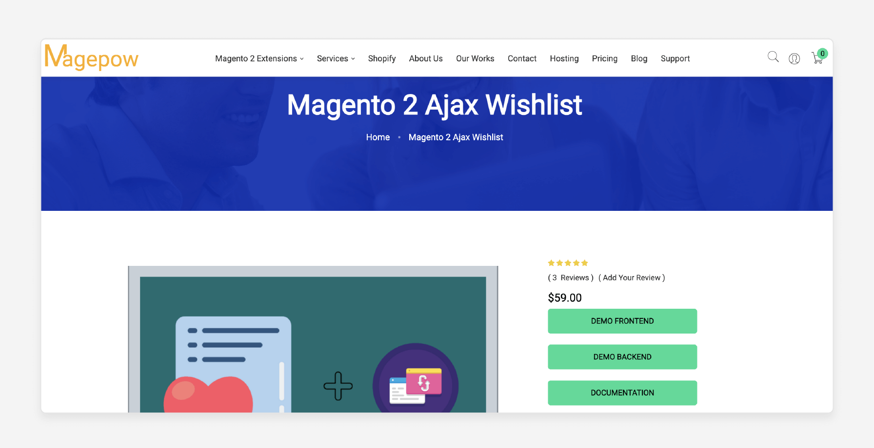 Magepow’s Ajax Wishlist for Magento 2 supporting product saving functionality