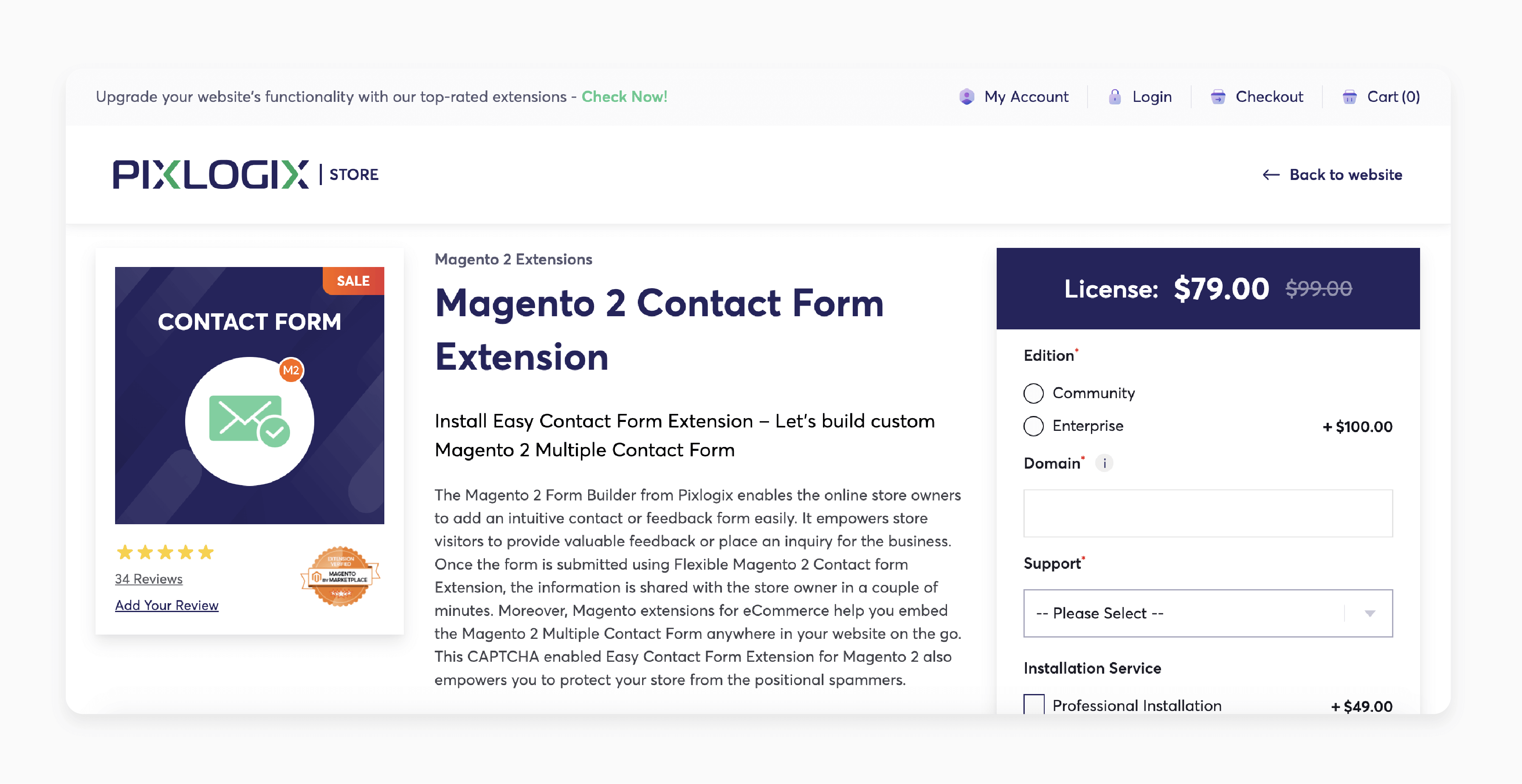 Magento 2 contact form extension by Pixlogix with flexible forms and CAPTCHA protection