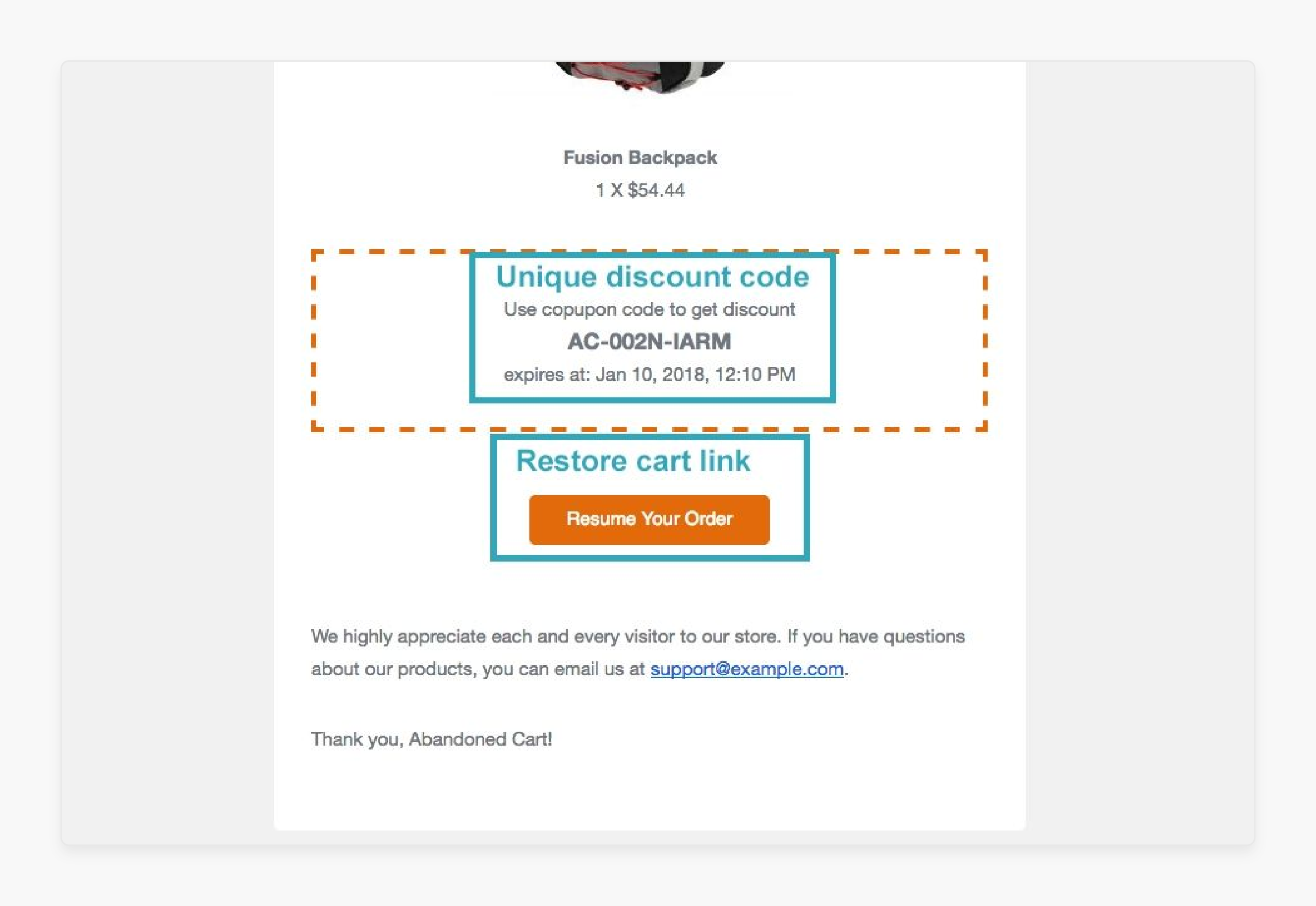 clear call-to-action in Magento abandoned cart email campaigns