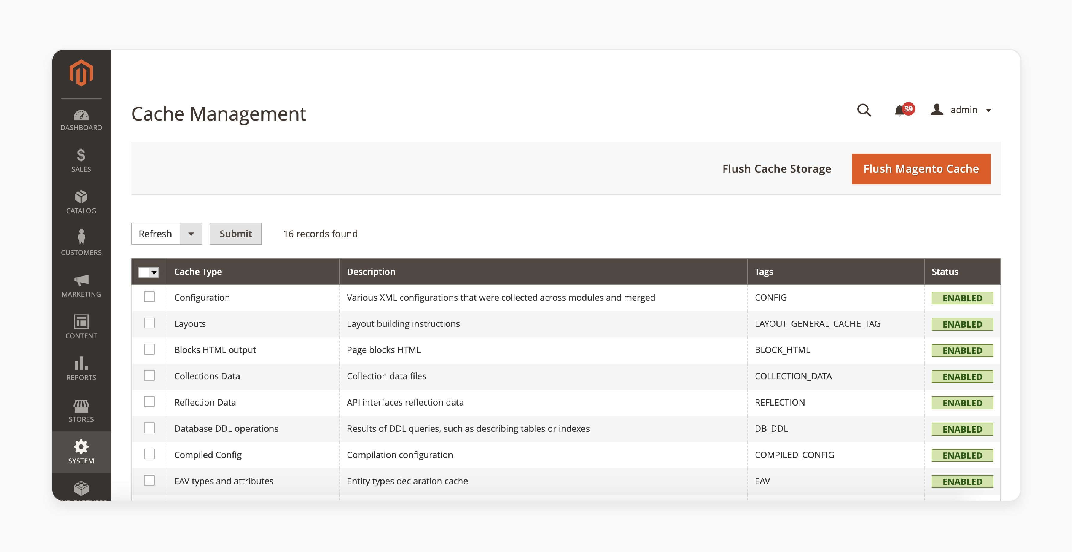 effective cache management to resolve slow loading issues in Magento 2 admin