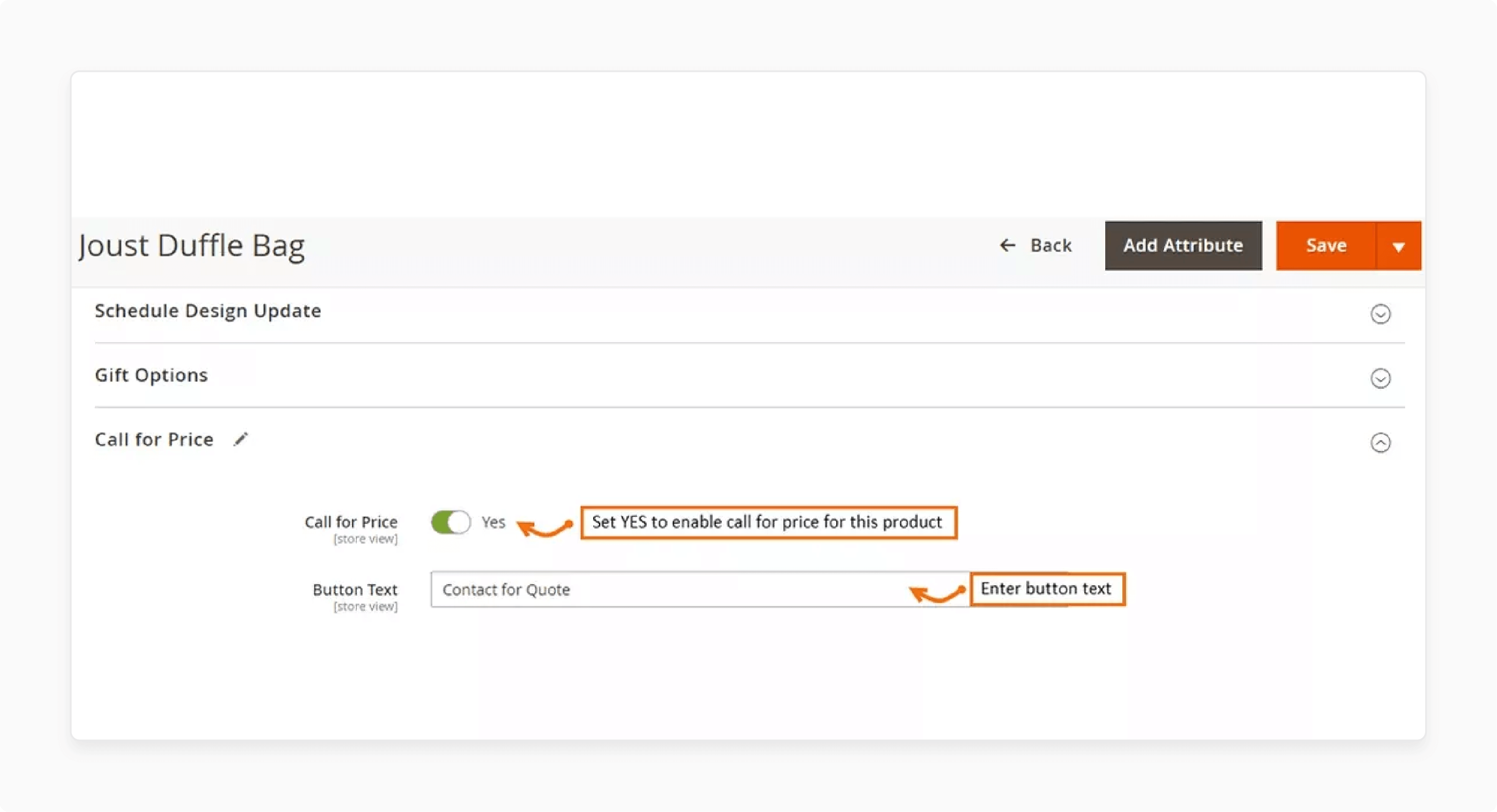 configure Magento 2 Call for price feature