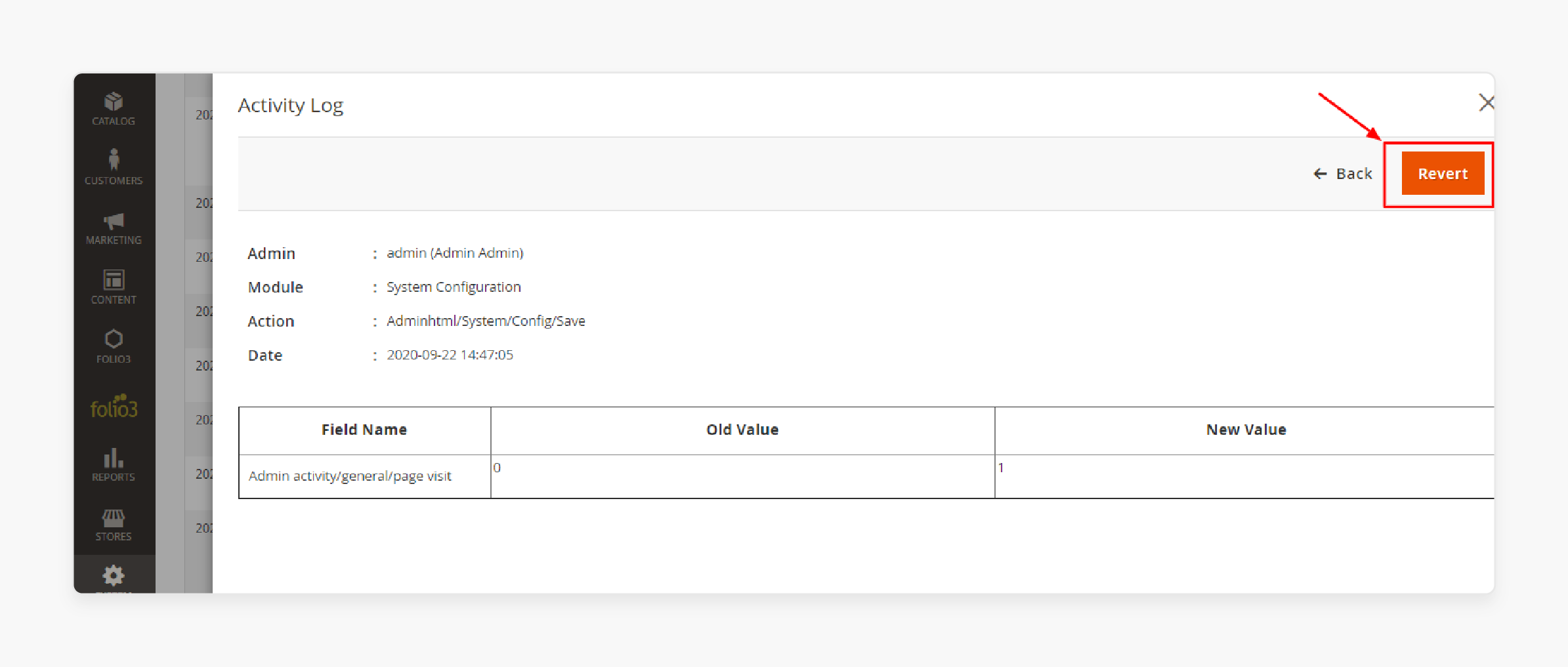 Quick Reversion of Changes via Magento 2 Admin Activity Log