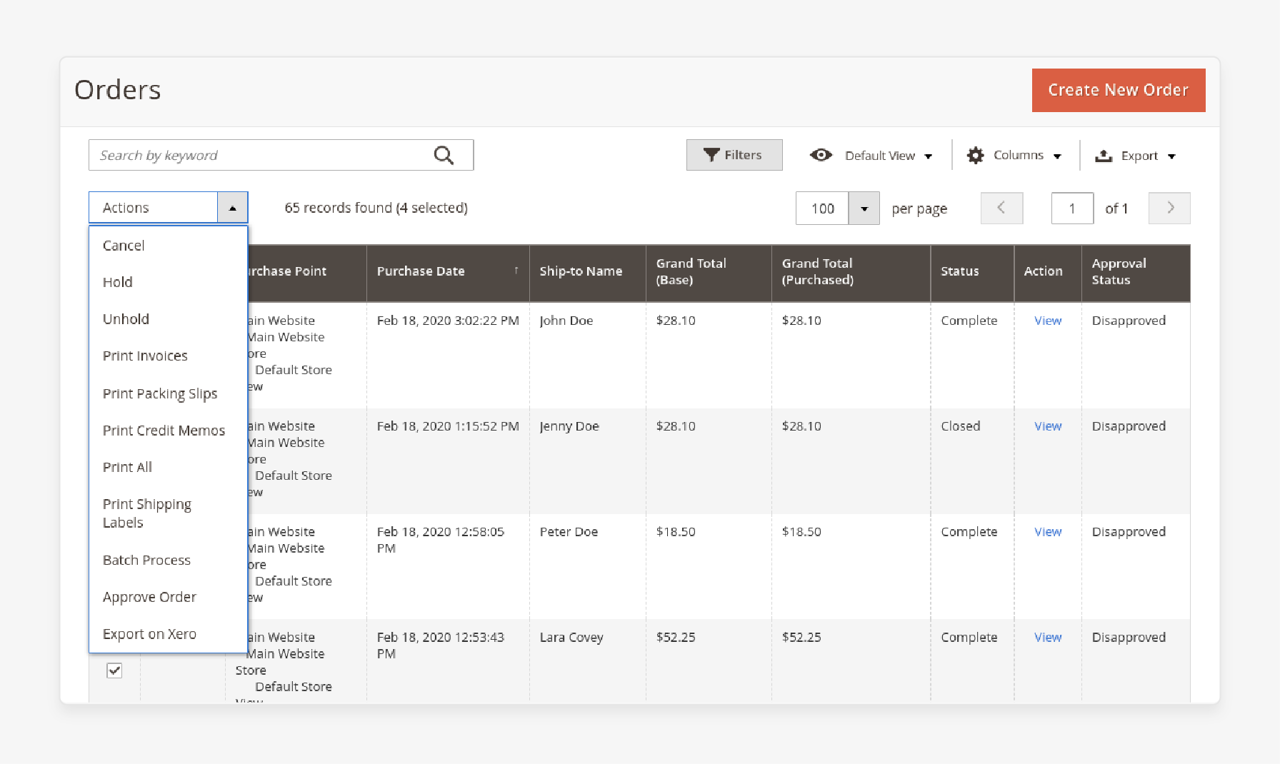 Export invoices in the Magento 2 Xero Integration connector