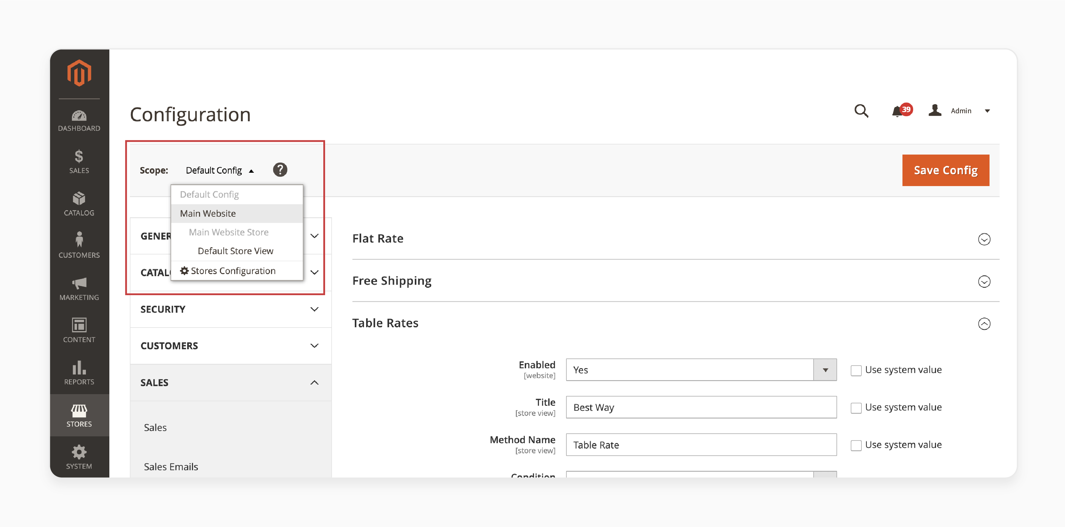 Scope in Magento 2 Table Rates Generators