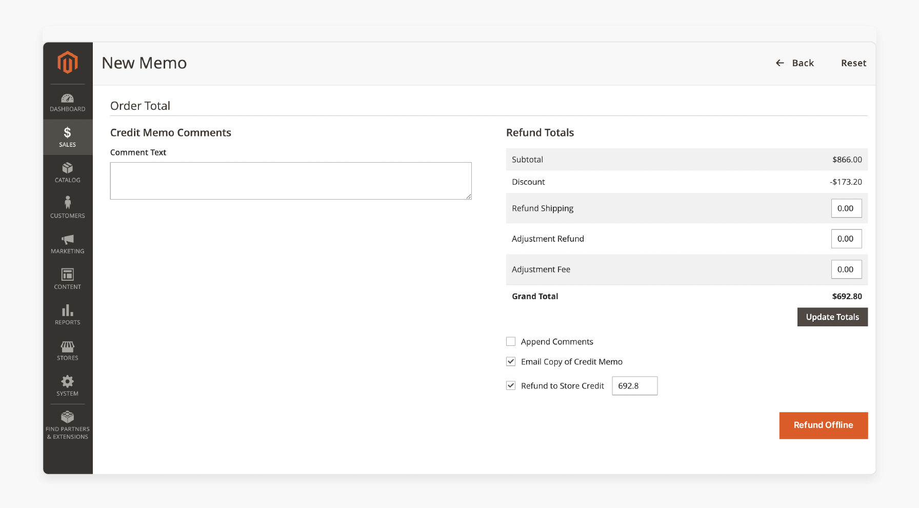 How to Refund an Order in Magento 2 - Order Total Section