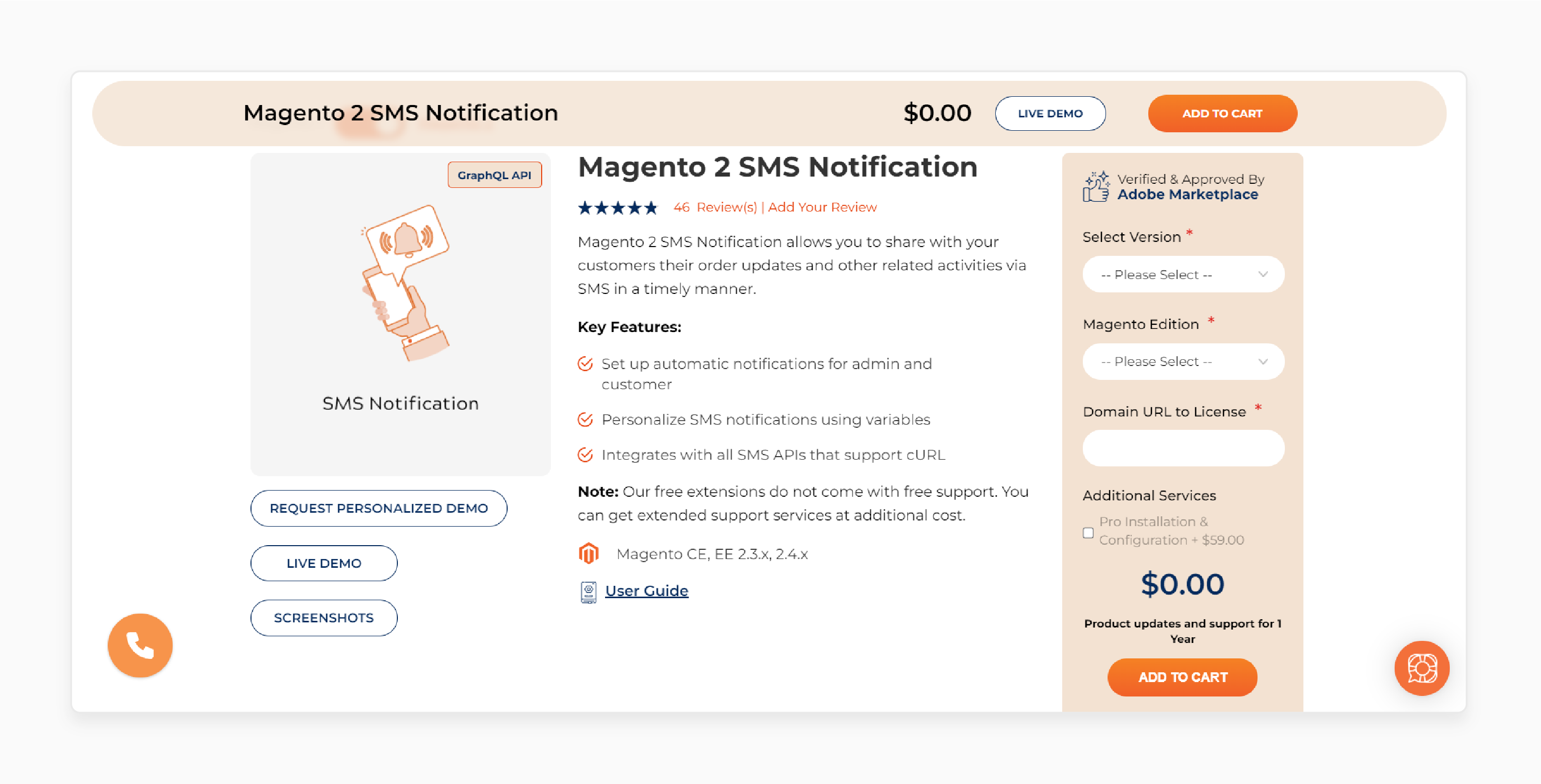 admin panel configuration of Magento 2 SMS notification extension by Meetanshi with customizable settings and customer notifications