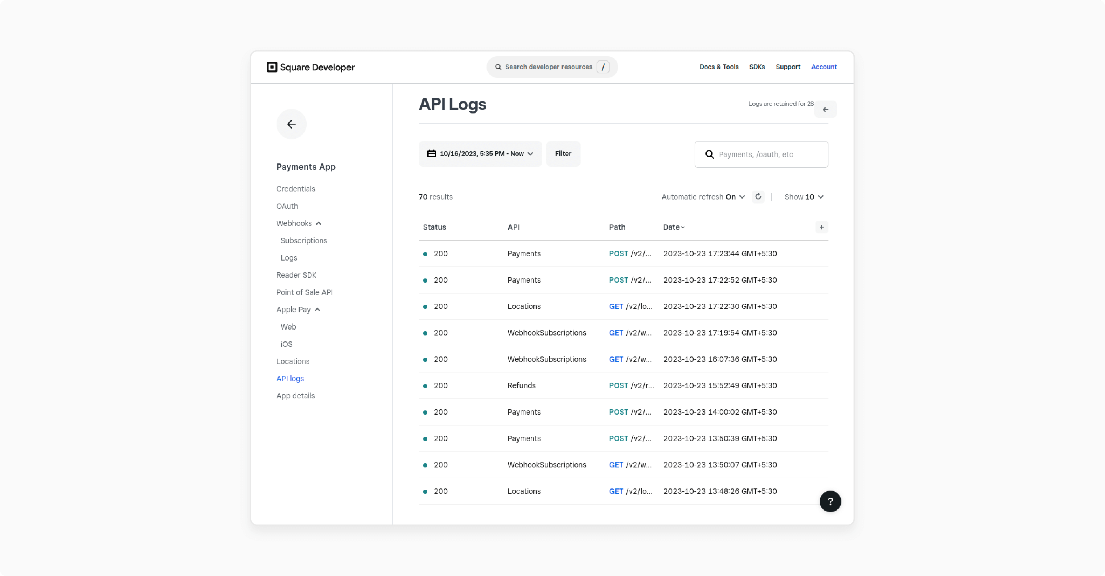 API Logs in Magento 2 Square Integration