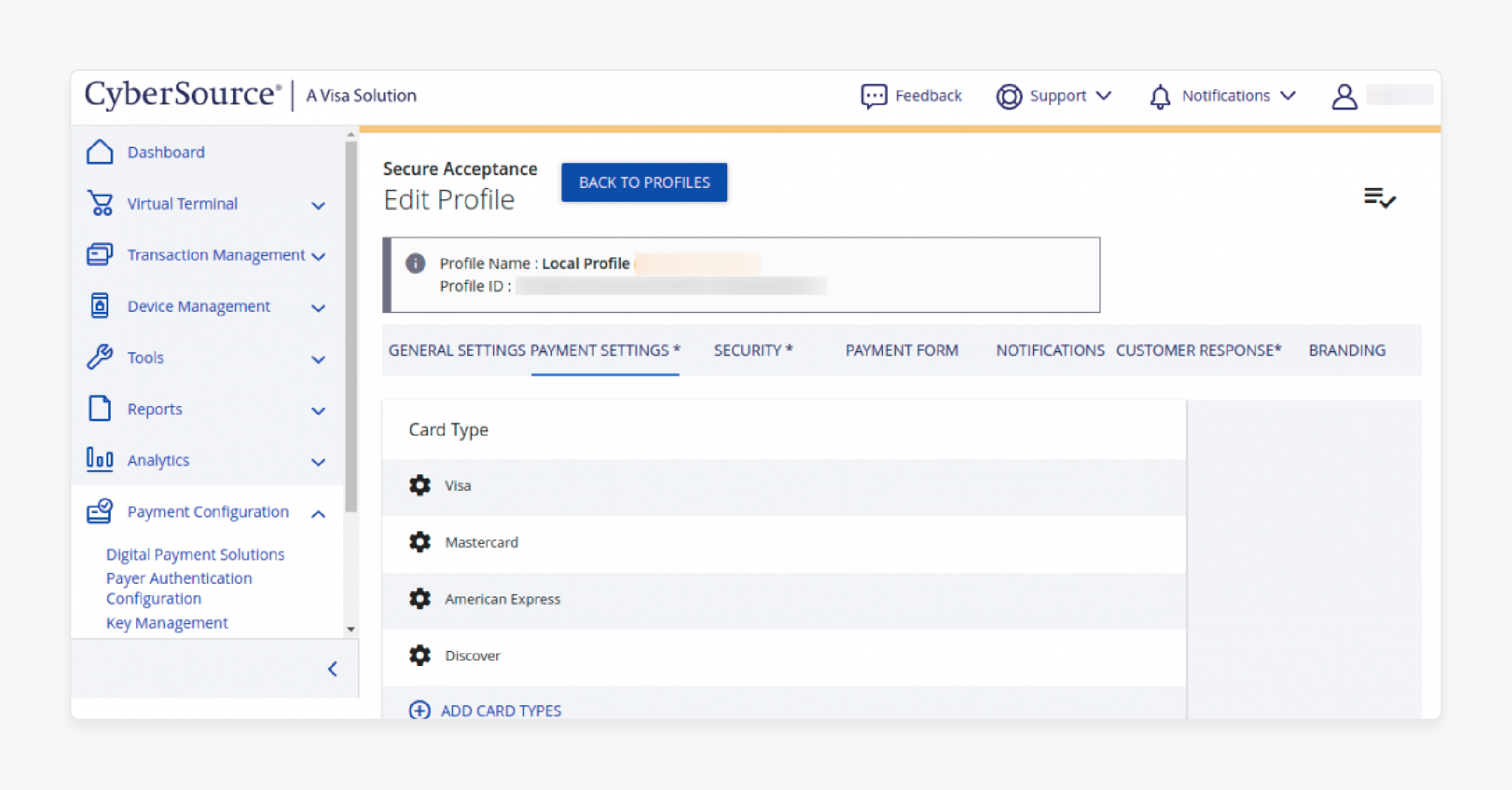 Payment Settings in Magento 2 Cybersource Secure Acceptance Extension