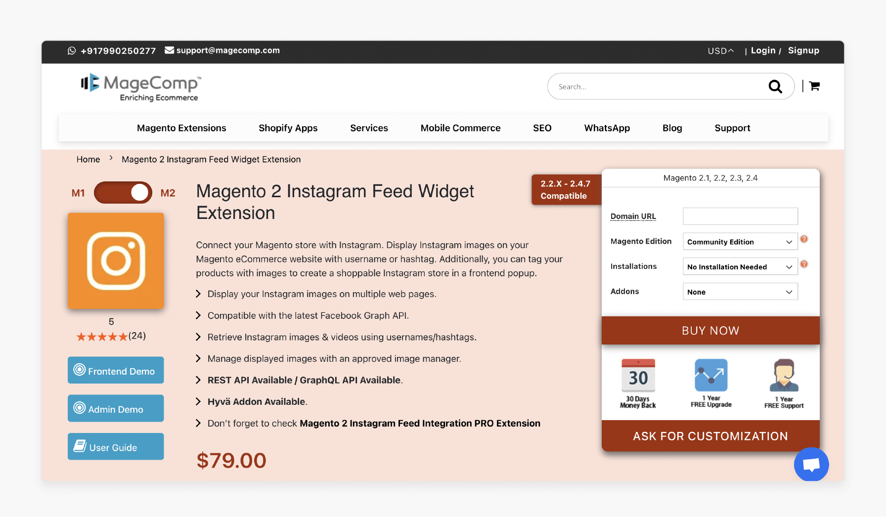 Magento 2 Instagram Feed Widget Extension - MageComp