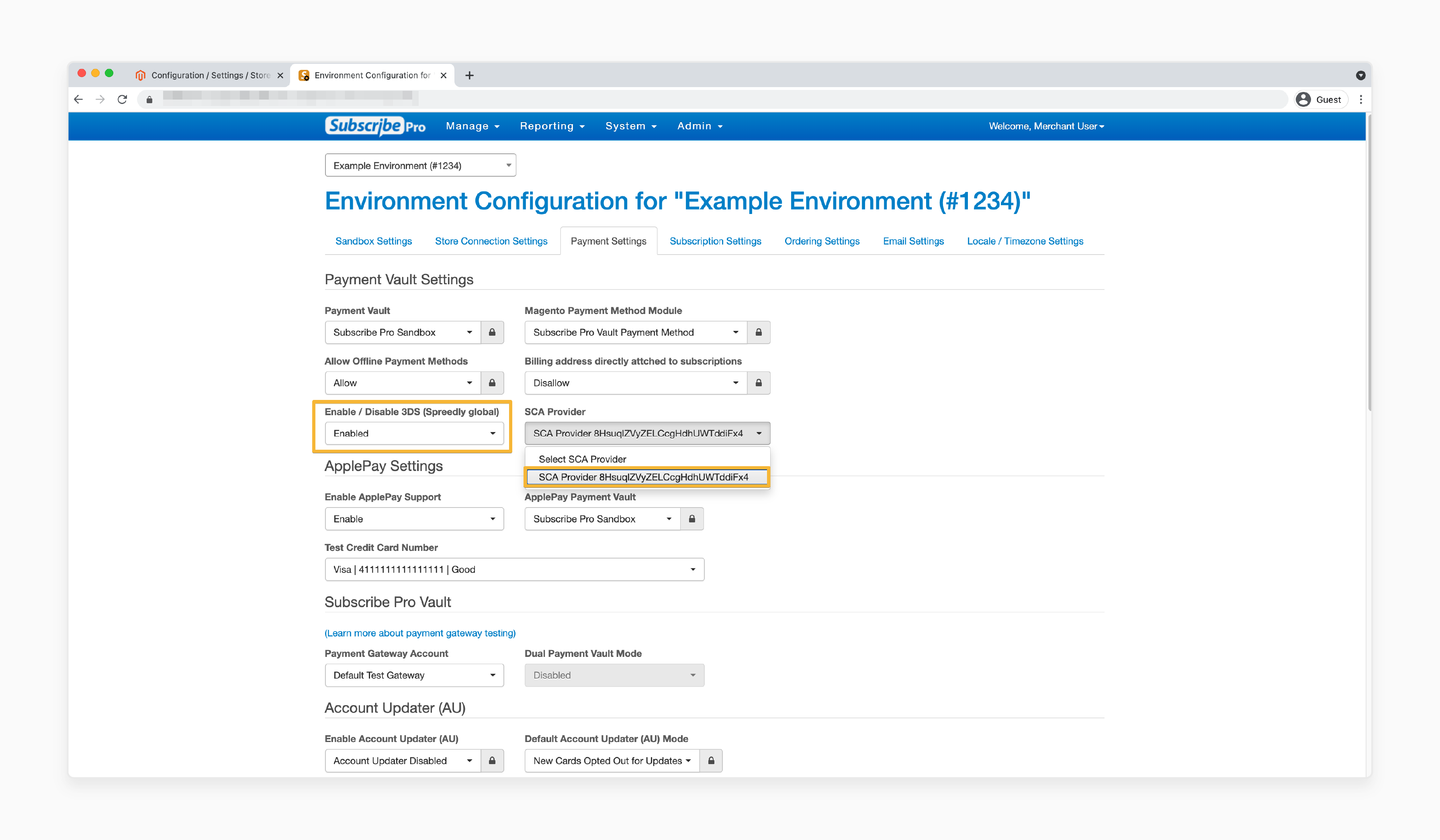 steps to enable and configure 3D Secure in Magento 2