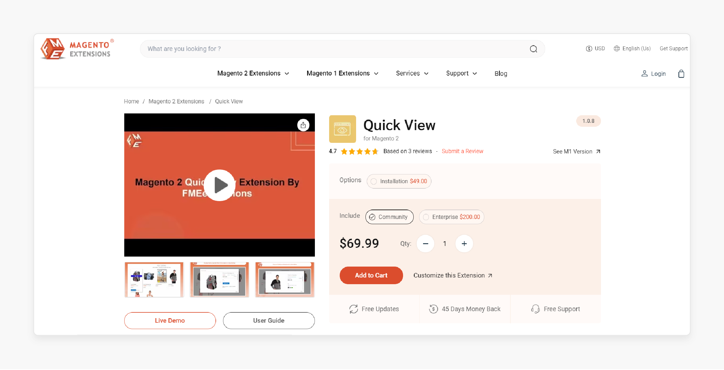 Magento 2 quick view module by FMEExtensions for fast product previews and streamlined shopping