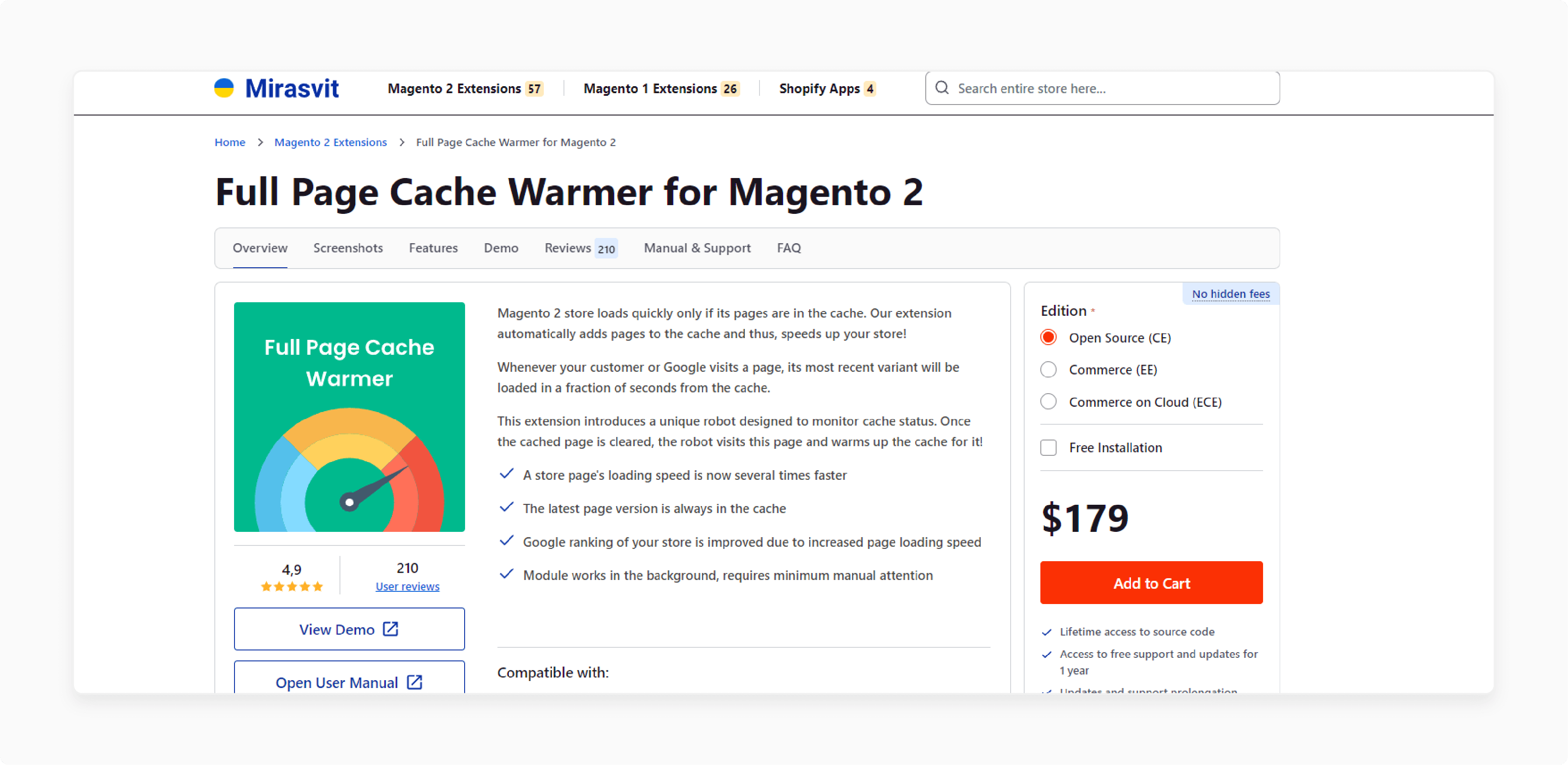 Full Page Cache Warmer extension by Mirasvit