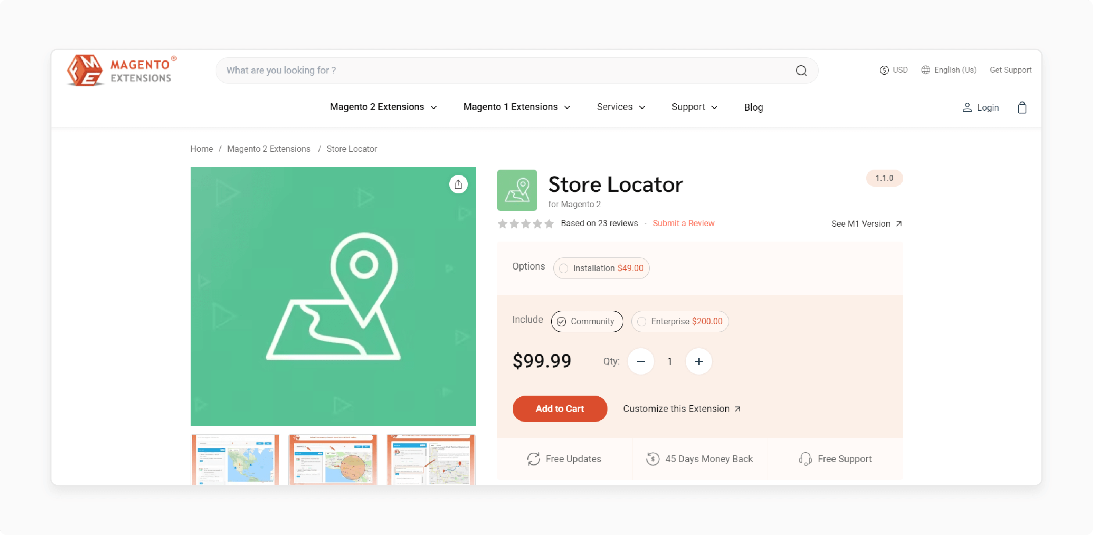 overview of Magento 2 store locator by FMEExtensions extension showcasing interactive map functionality