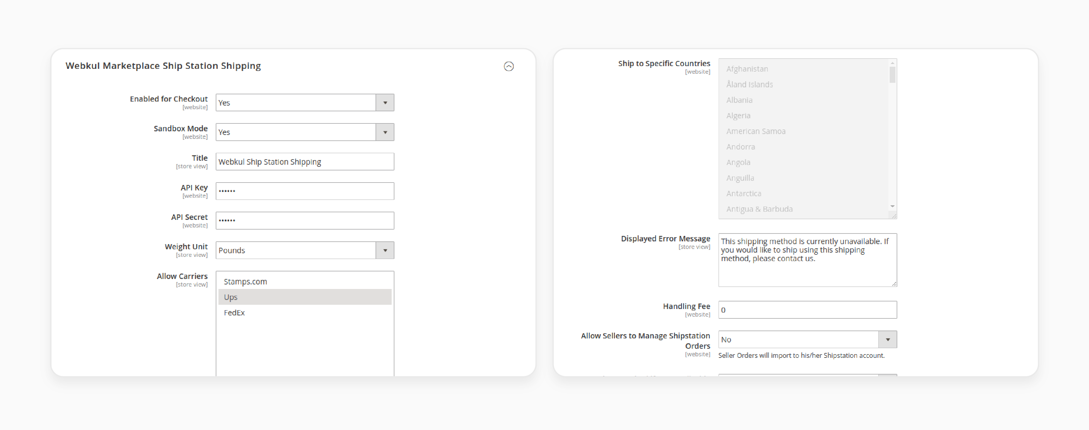 Configure the shipstation Magento integration