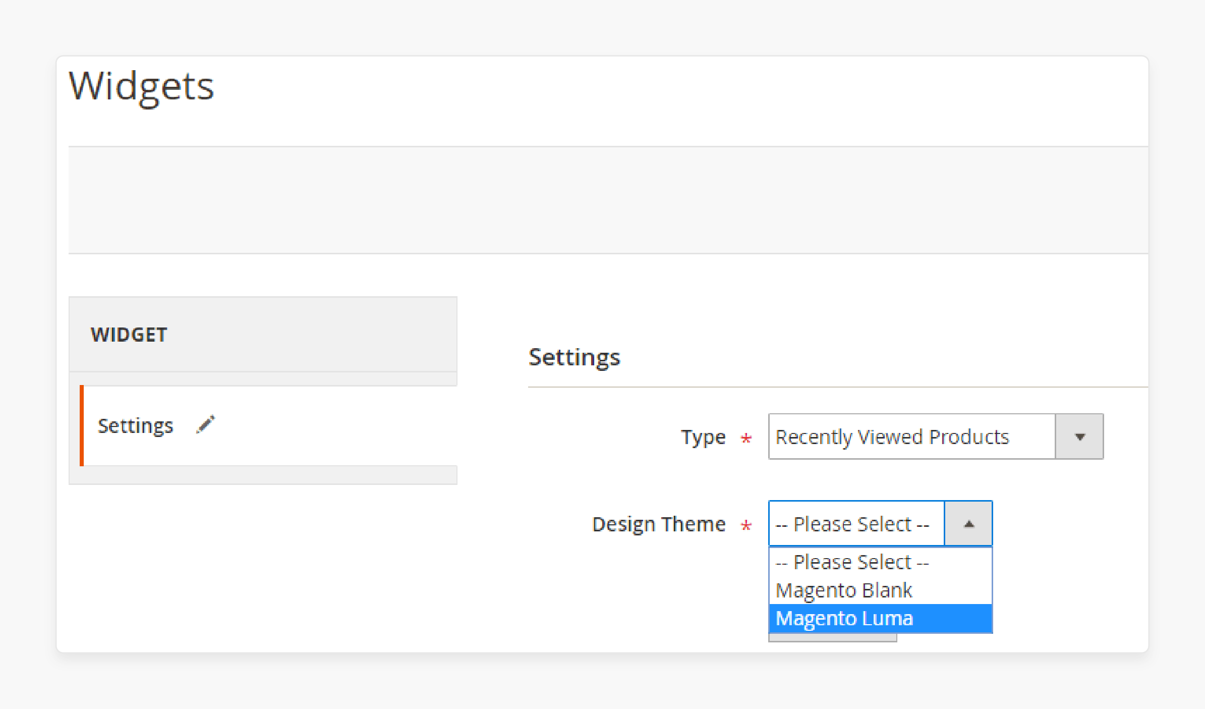 Widget Settings in Magento 2 Recently Viewed Products