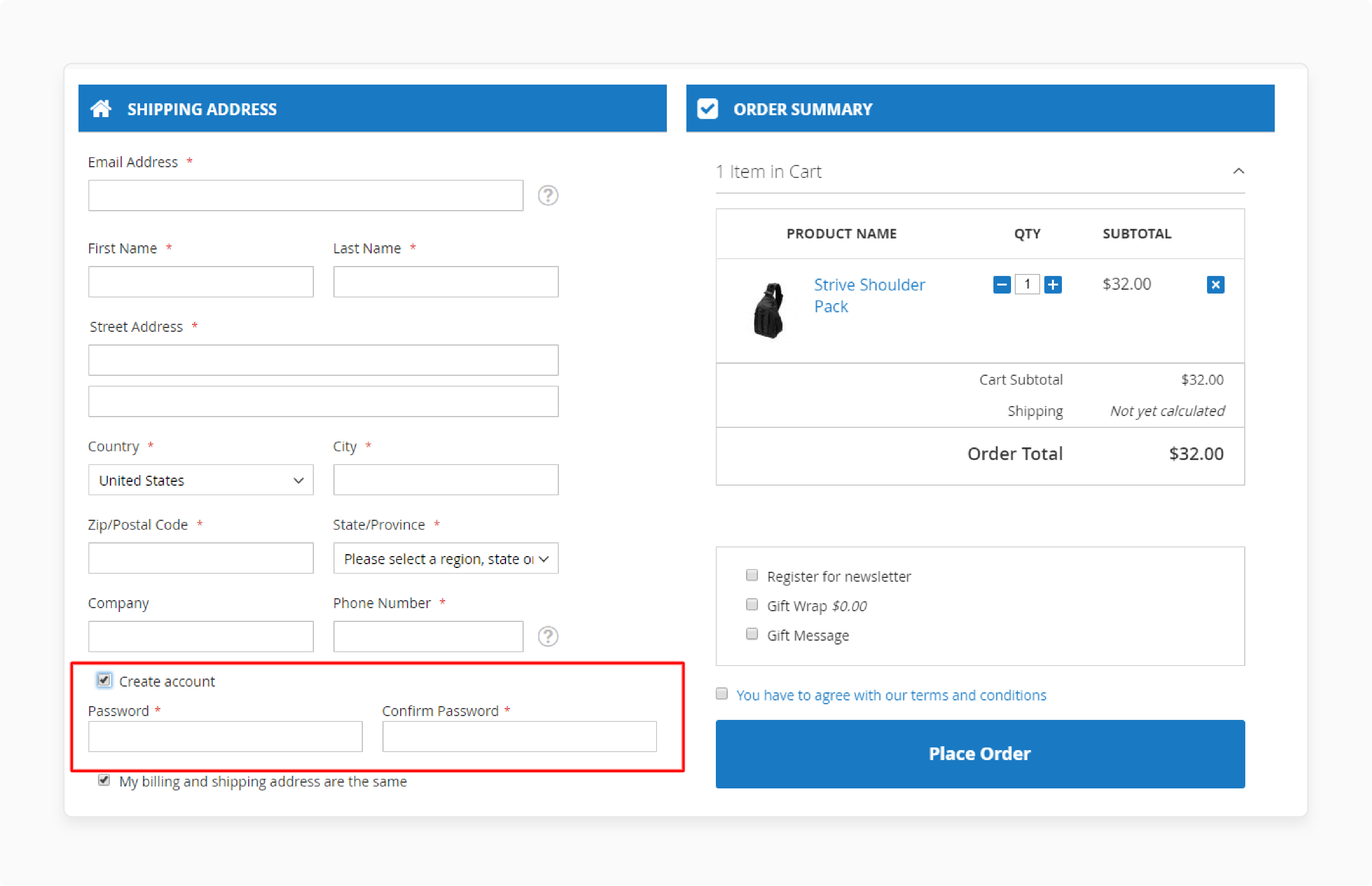 Magento 2 sign-up on checkout page feature with account creation option