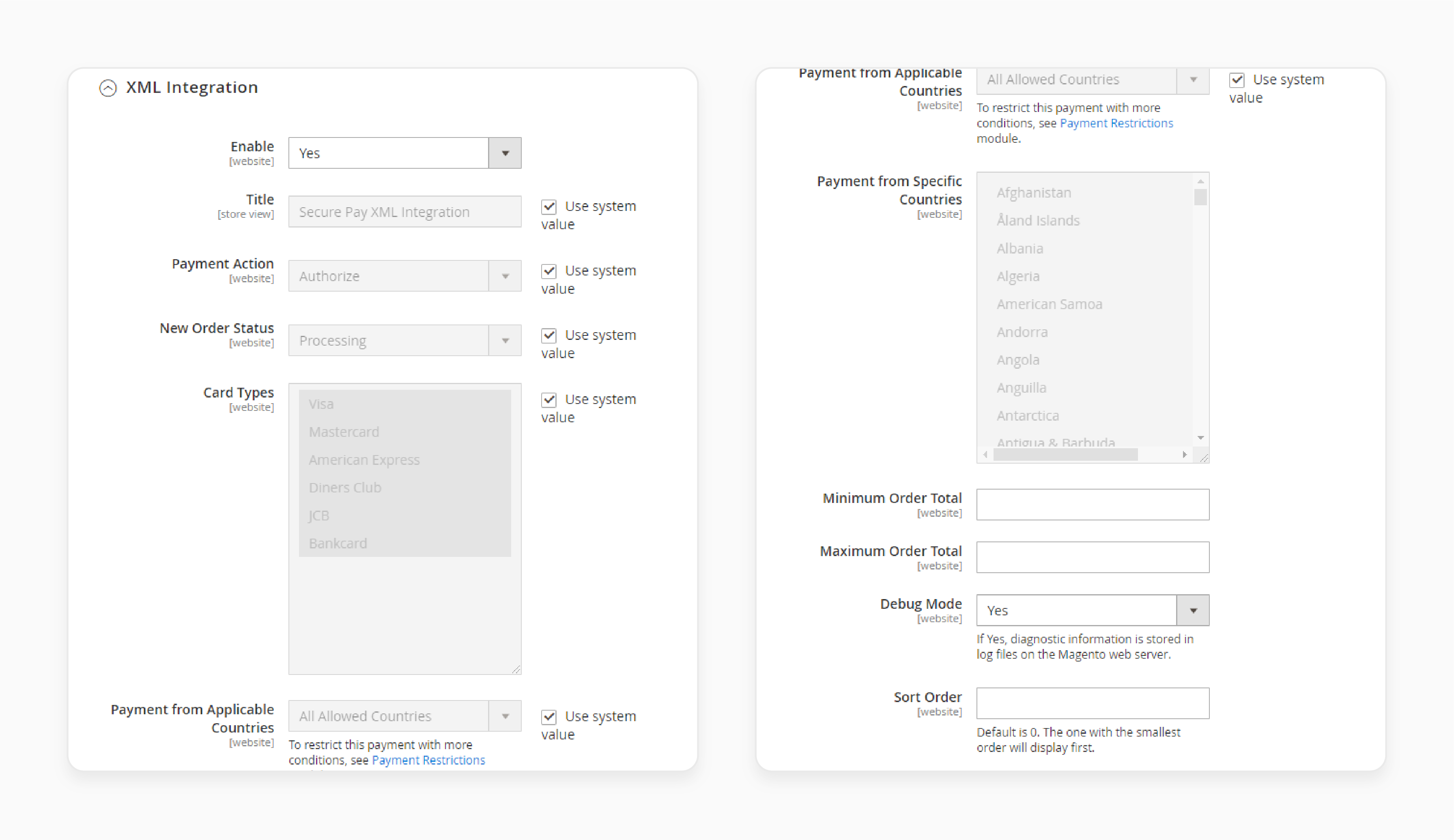 Configure the XML settings for Magento 2 securepay payment extension