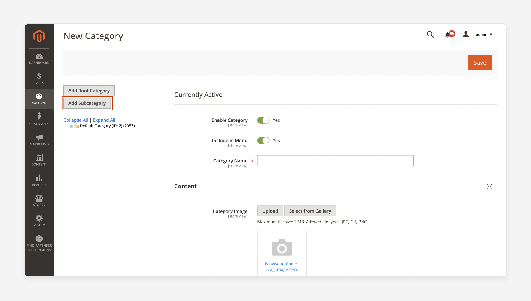 Managing Subcategories