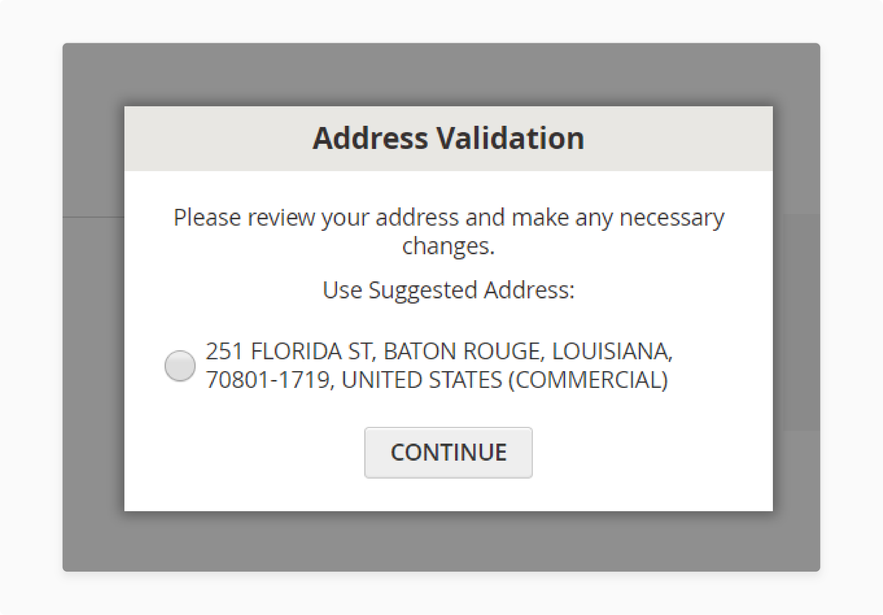 Magento frontend configuration settings for validating customer addresses during checkout