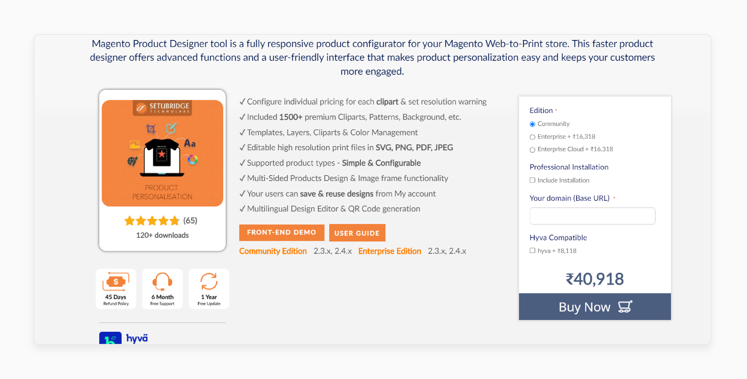 product designer Magento 2 extension by SetuBridge for creating personalized products with ease