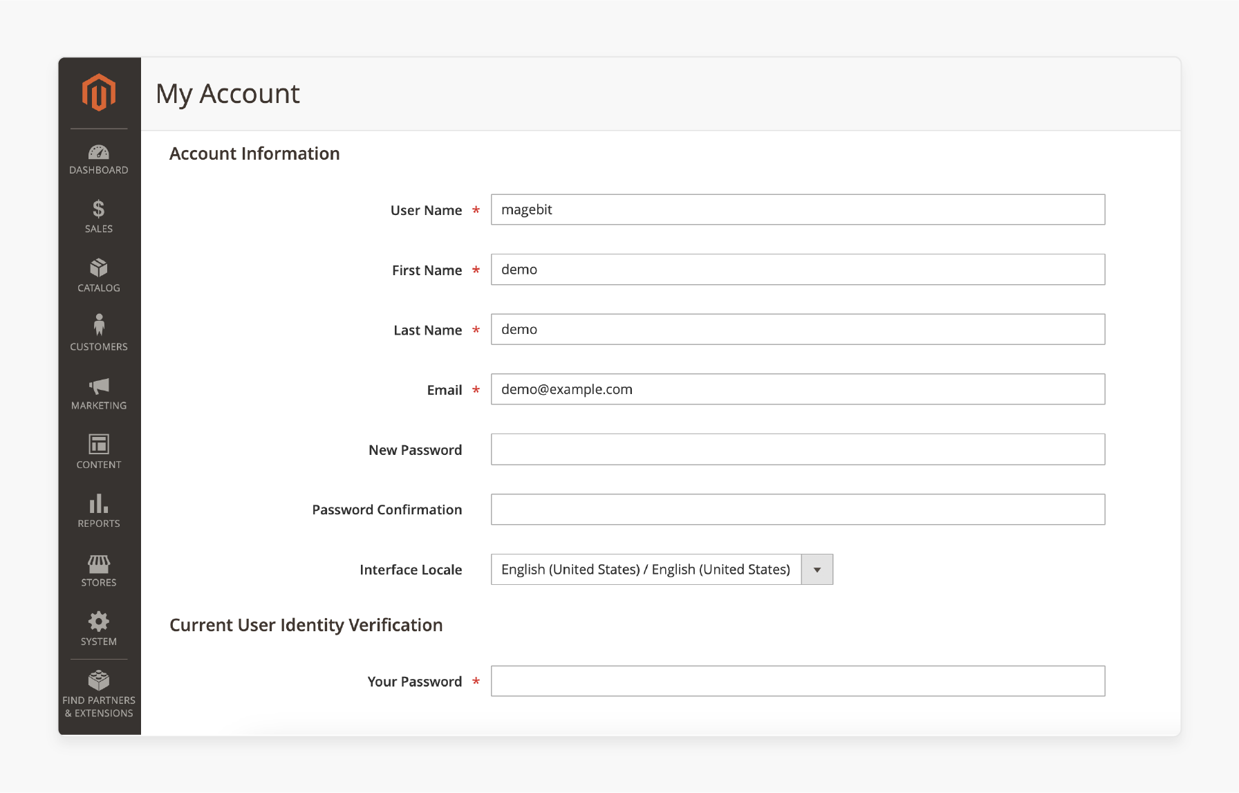 Magento 2 Reset Admin Password from Account Settings