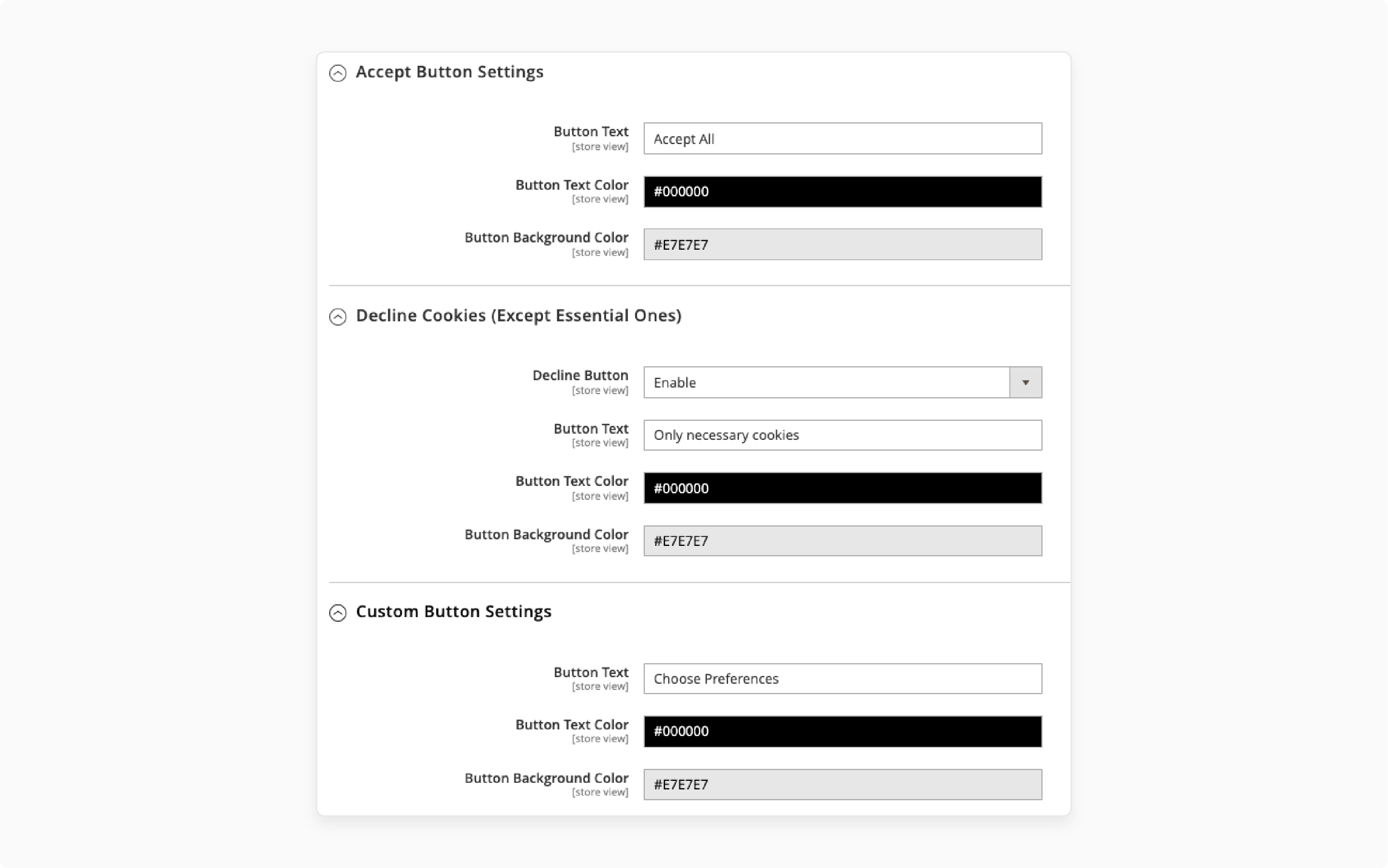 Customize button settings in the Google Consent Mode V2 Magento 2 extension