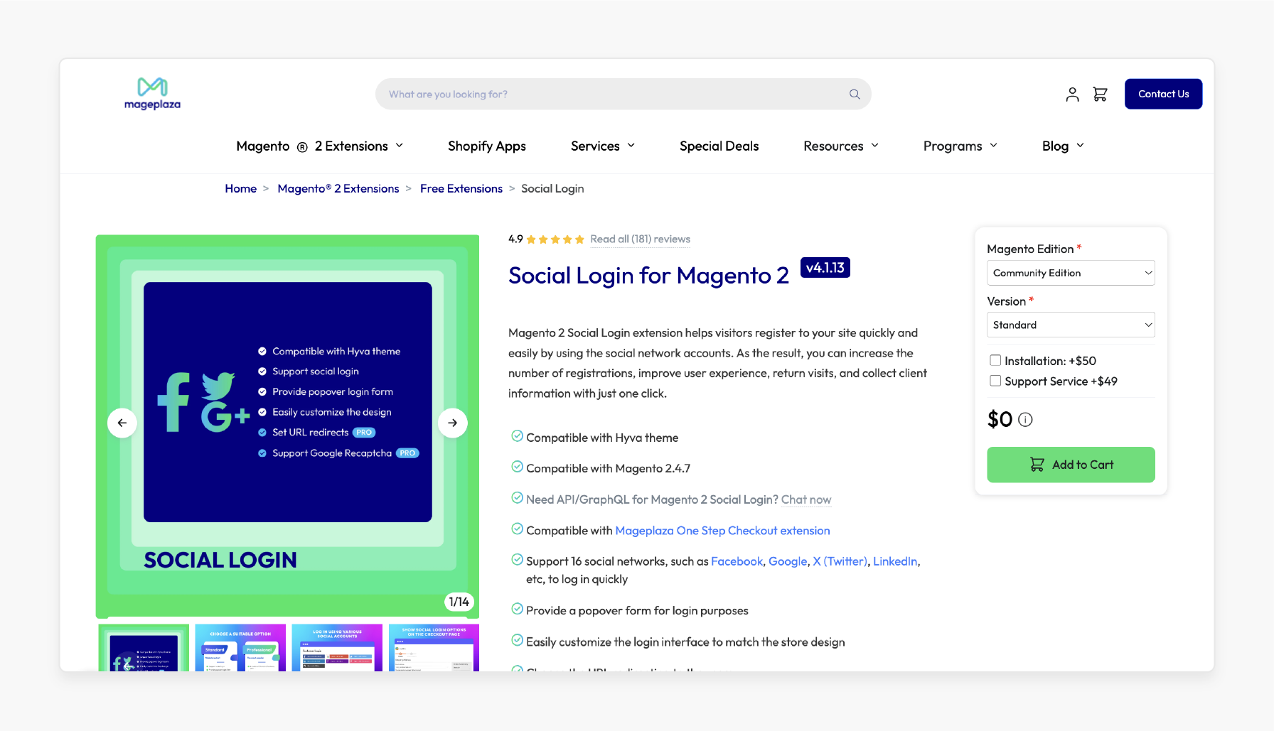 Mageplaza social login option for Magento 2