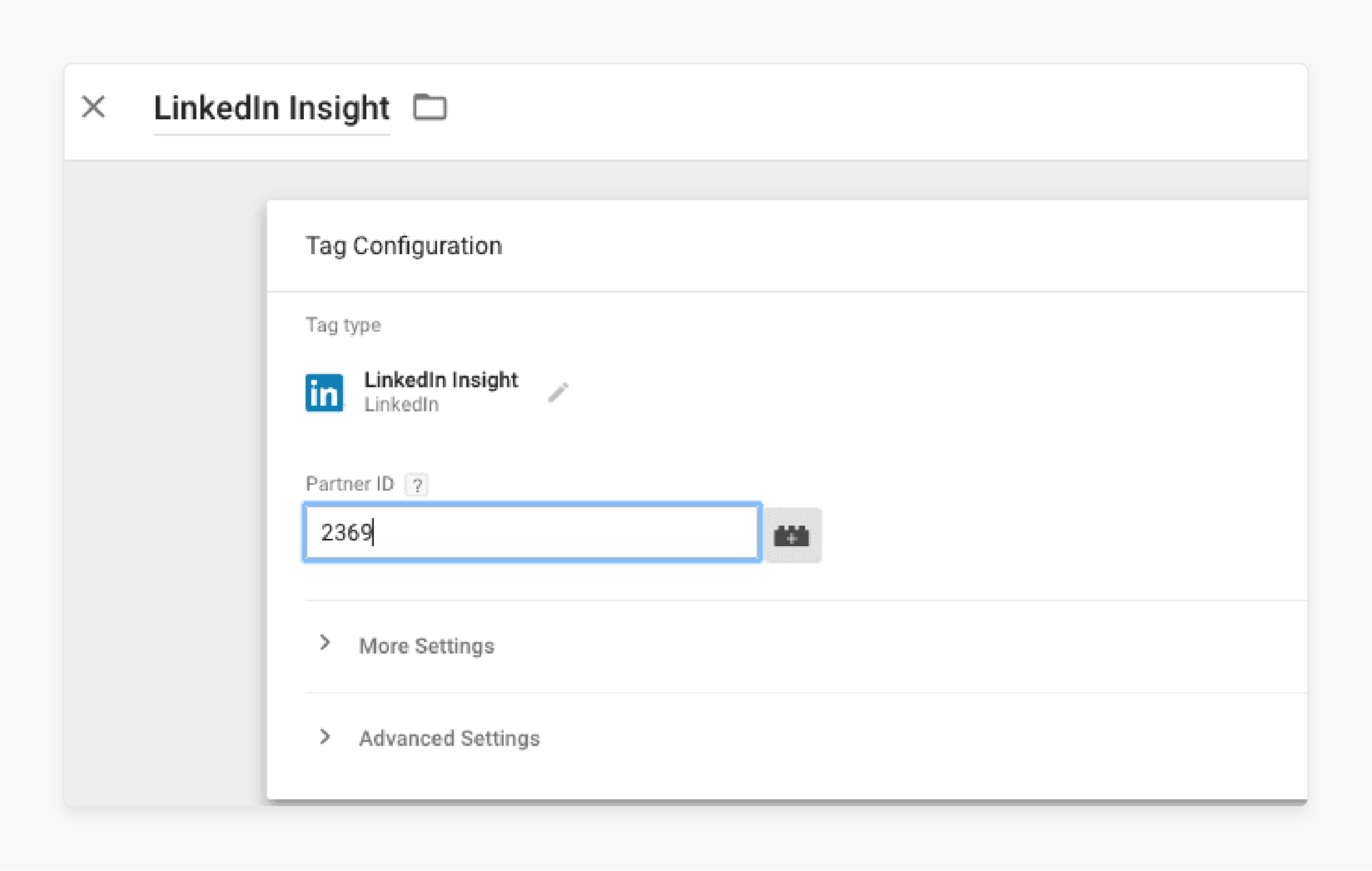 Enter partner id for LinkedIn Insight Magento 2 integration