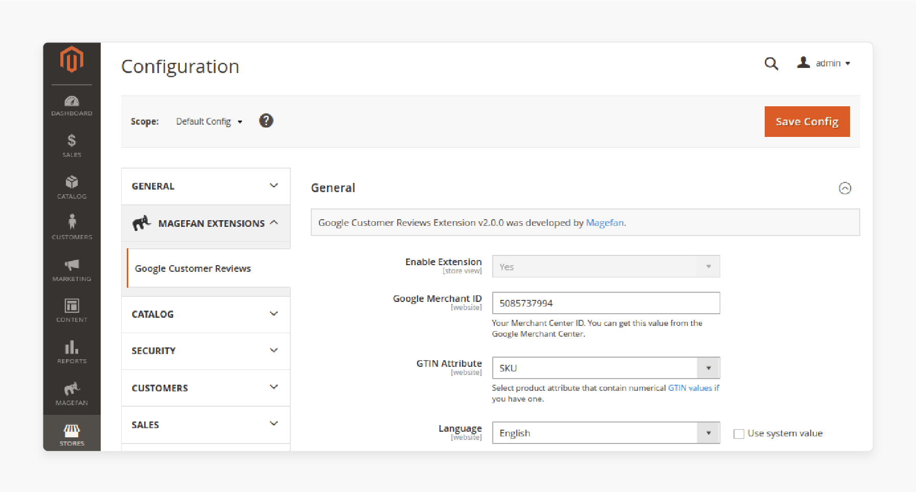 Configuring General Settings for Magento 2 Google Customer Reviews Extension Setup