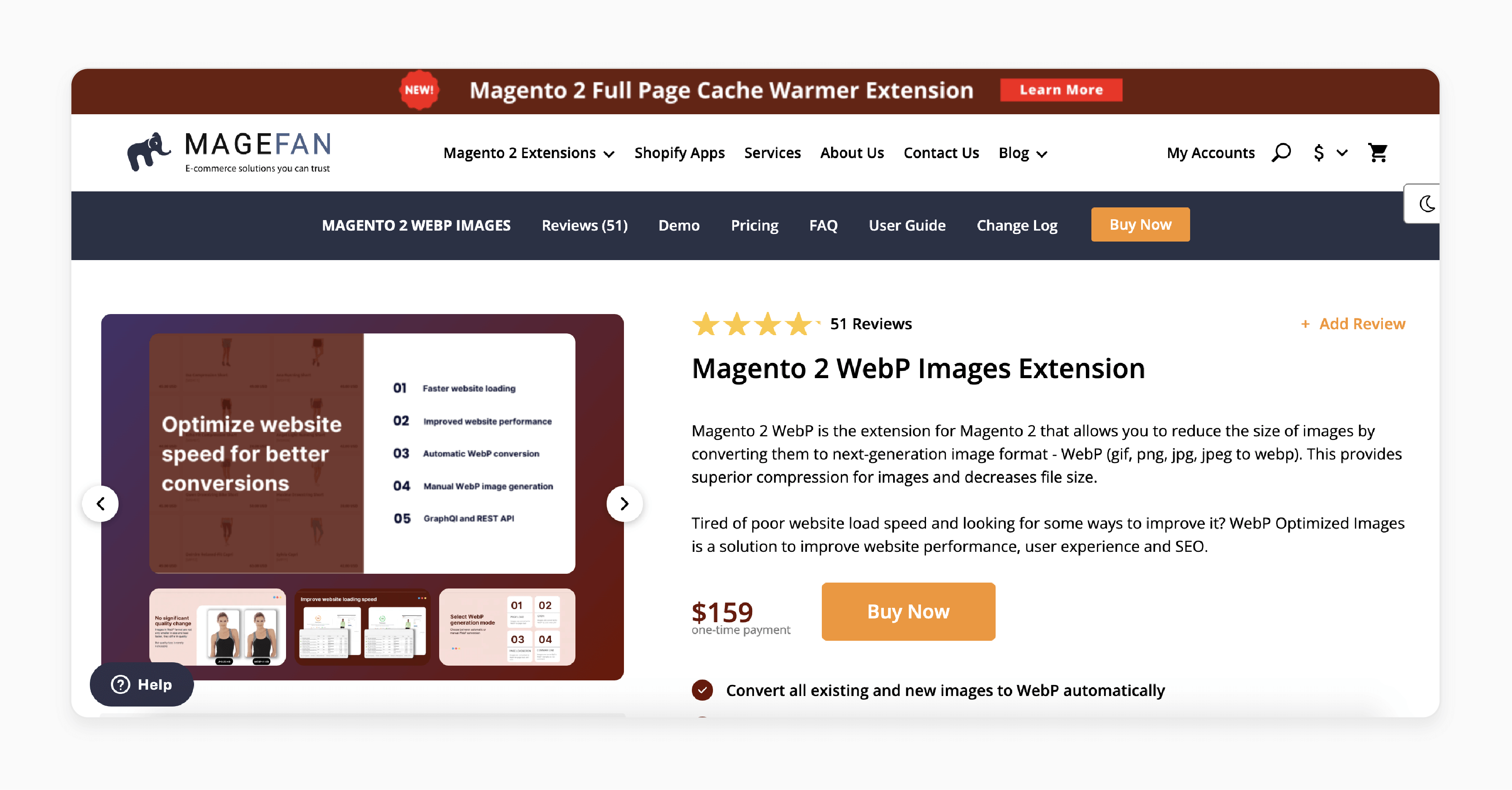 Magento 2 webp image extension by Magefan for automatic image compression and conversion to next-gen WebP format