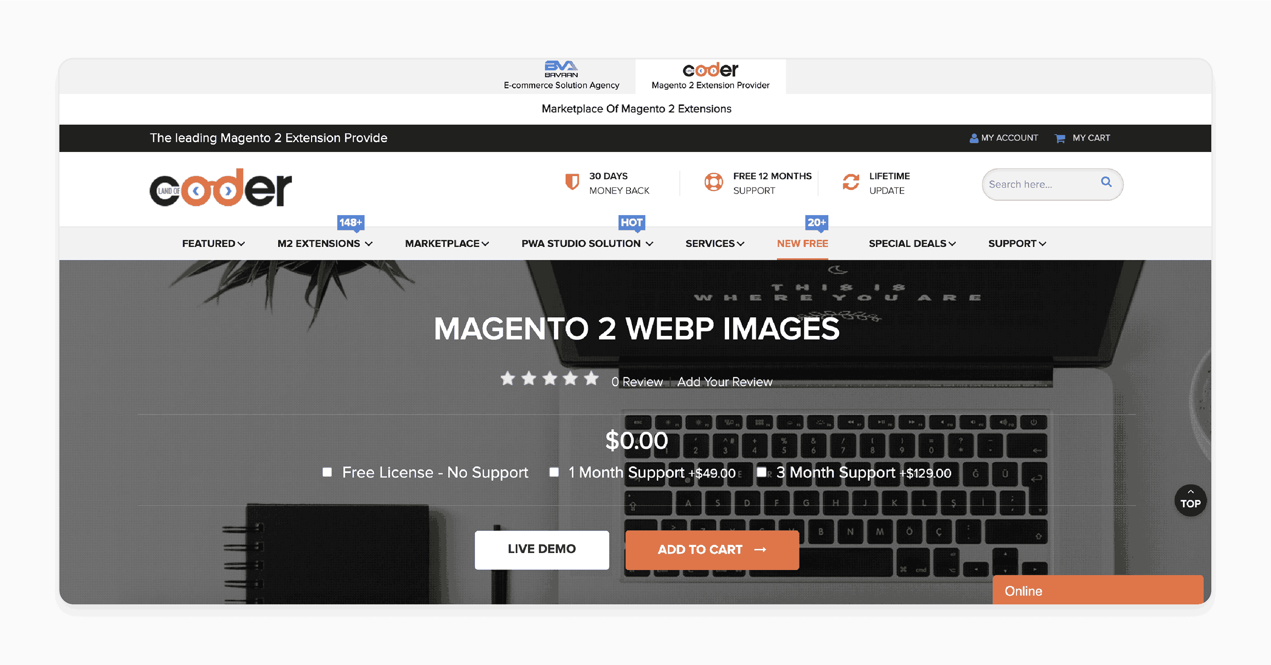 Magento 2 webp image extension by LandOfCoder for compressing images without sacrificing quality, enhancing store performance