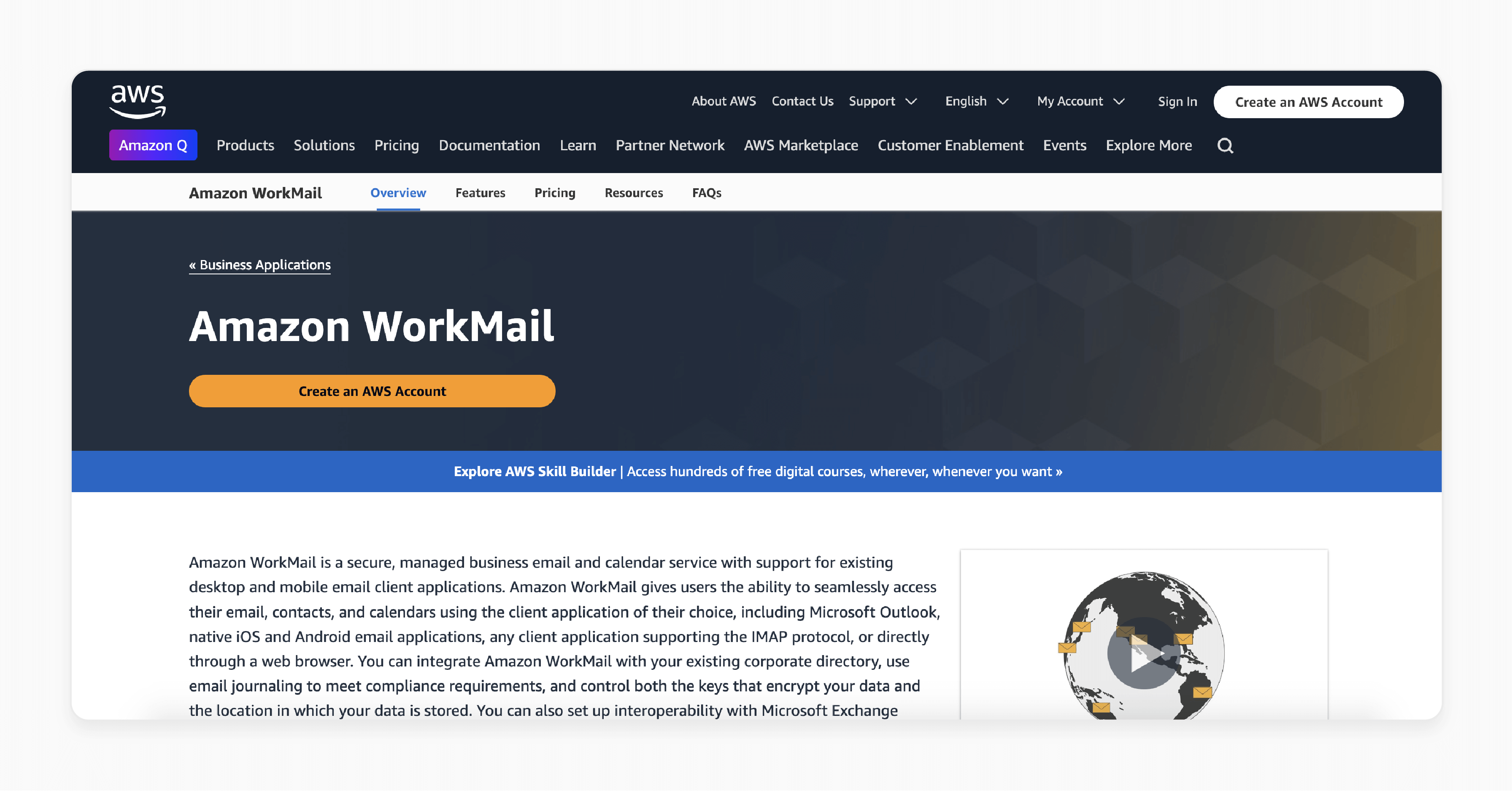 Amazon WorkMail Ecommerce Email Hosting