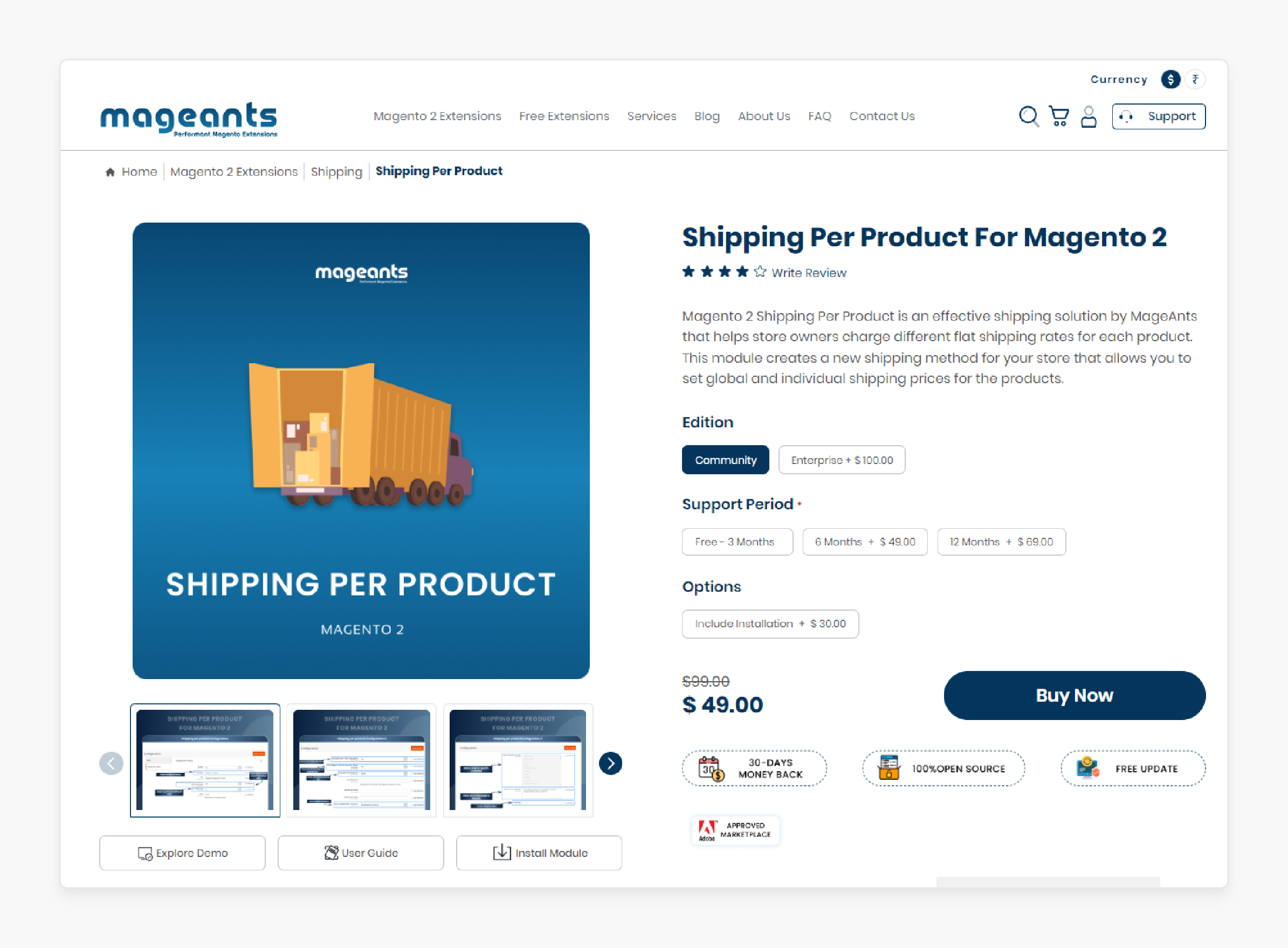 shipping per product extension for magento 2 by mageants allowing unique shipping charges per product