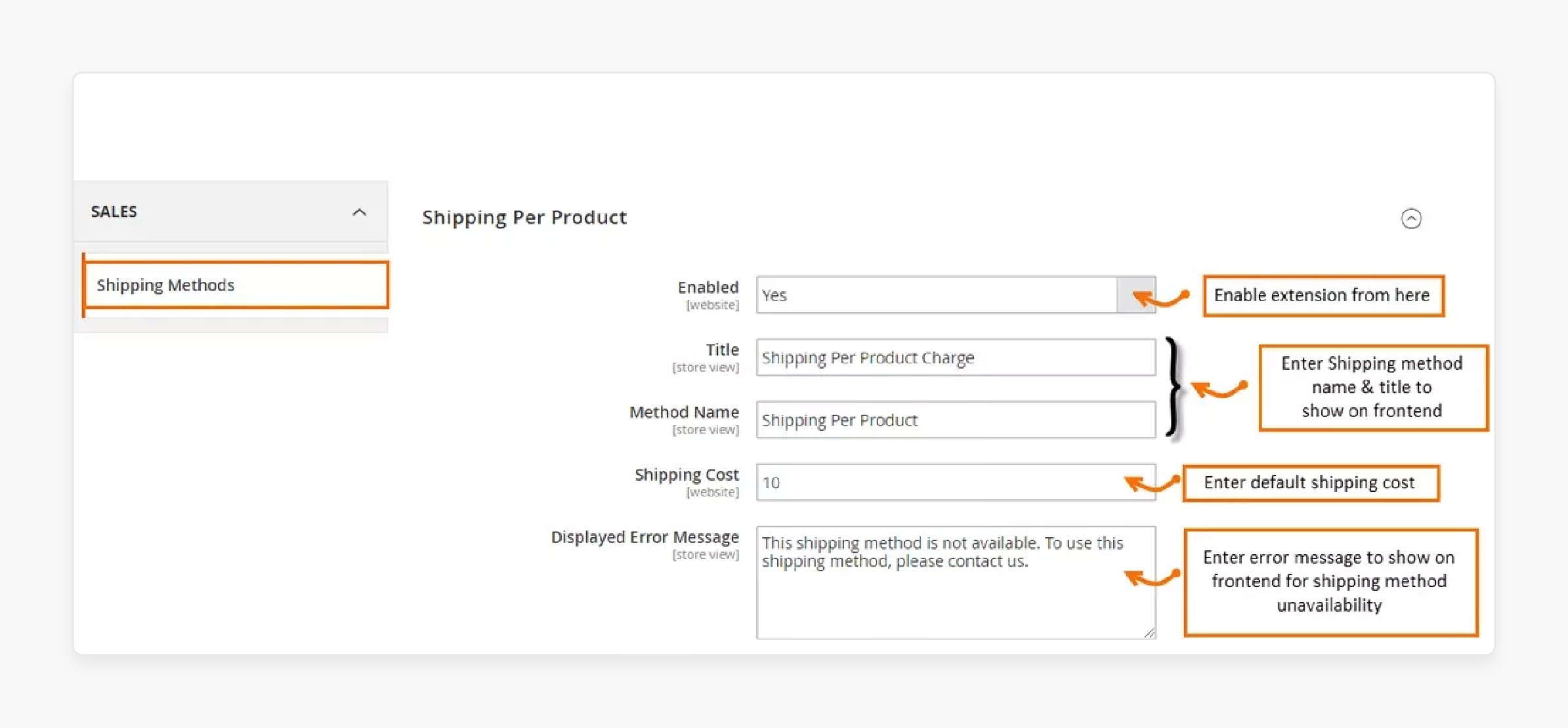 control shipping costs for each product in magento 2 with flexible rate options