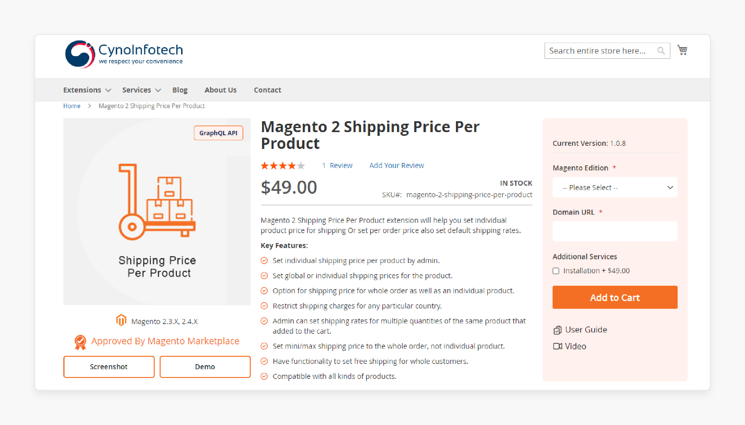 magento 2 shipping price per product extension by cynoinfotech allowing global or individual shipping rates for products and orders