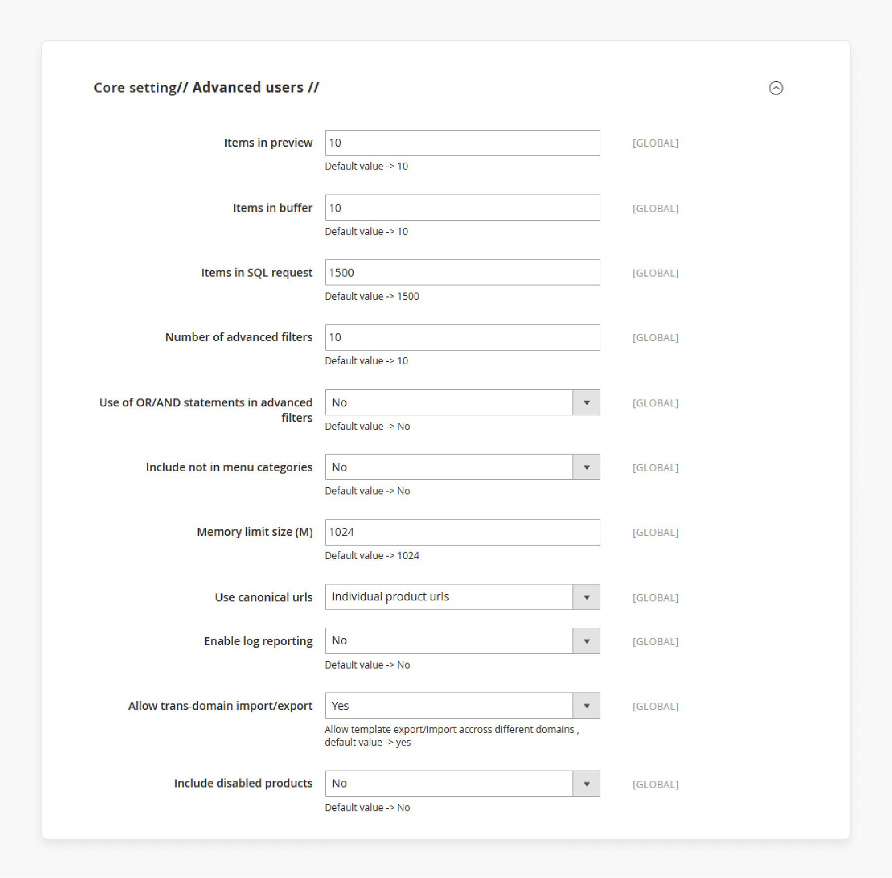 Core Settings of Magento Data Feed Manager