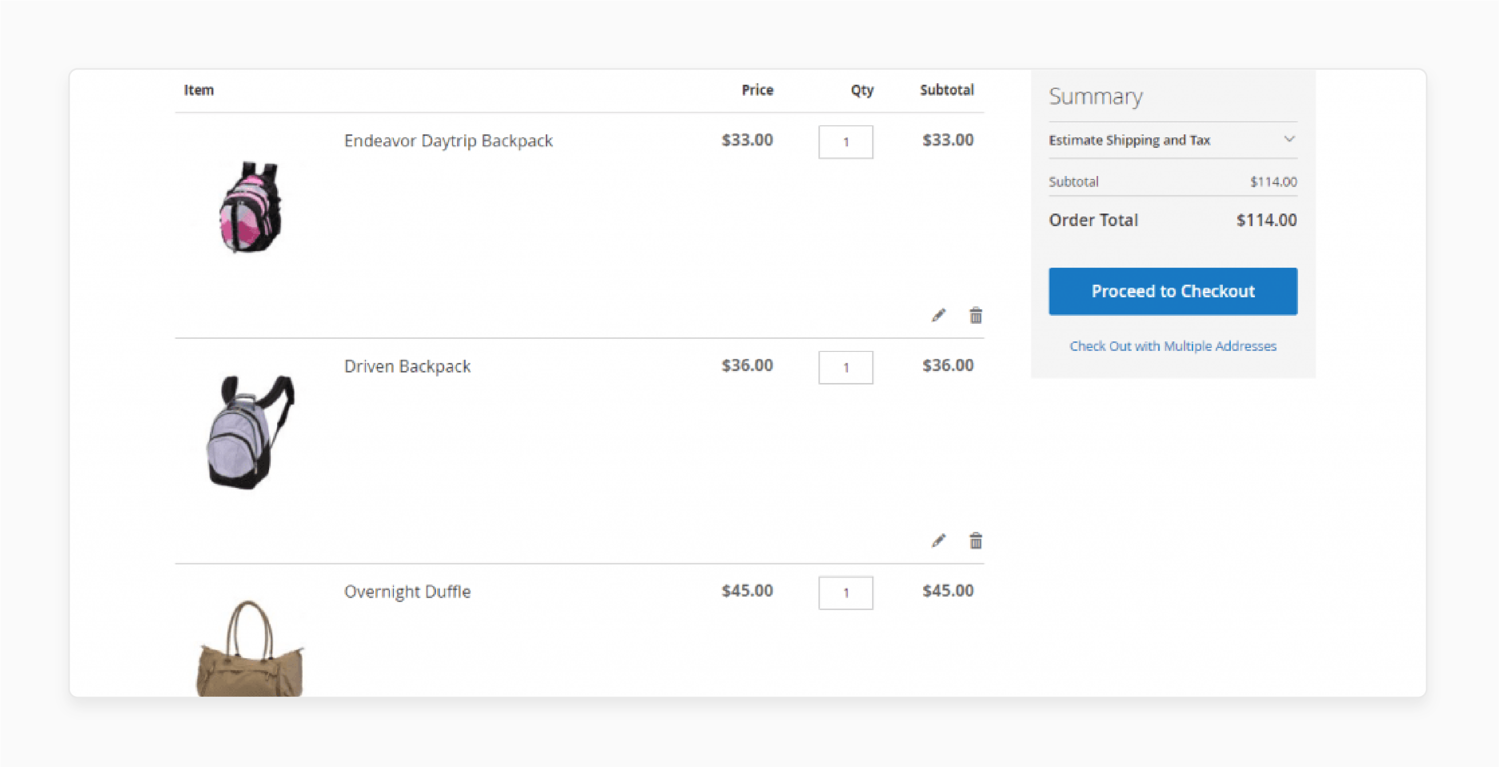 magento 2 quick order page showing multiple products added to the cart with route and controller setup