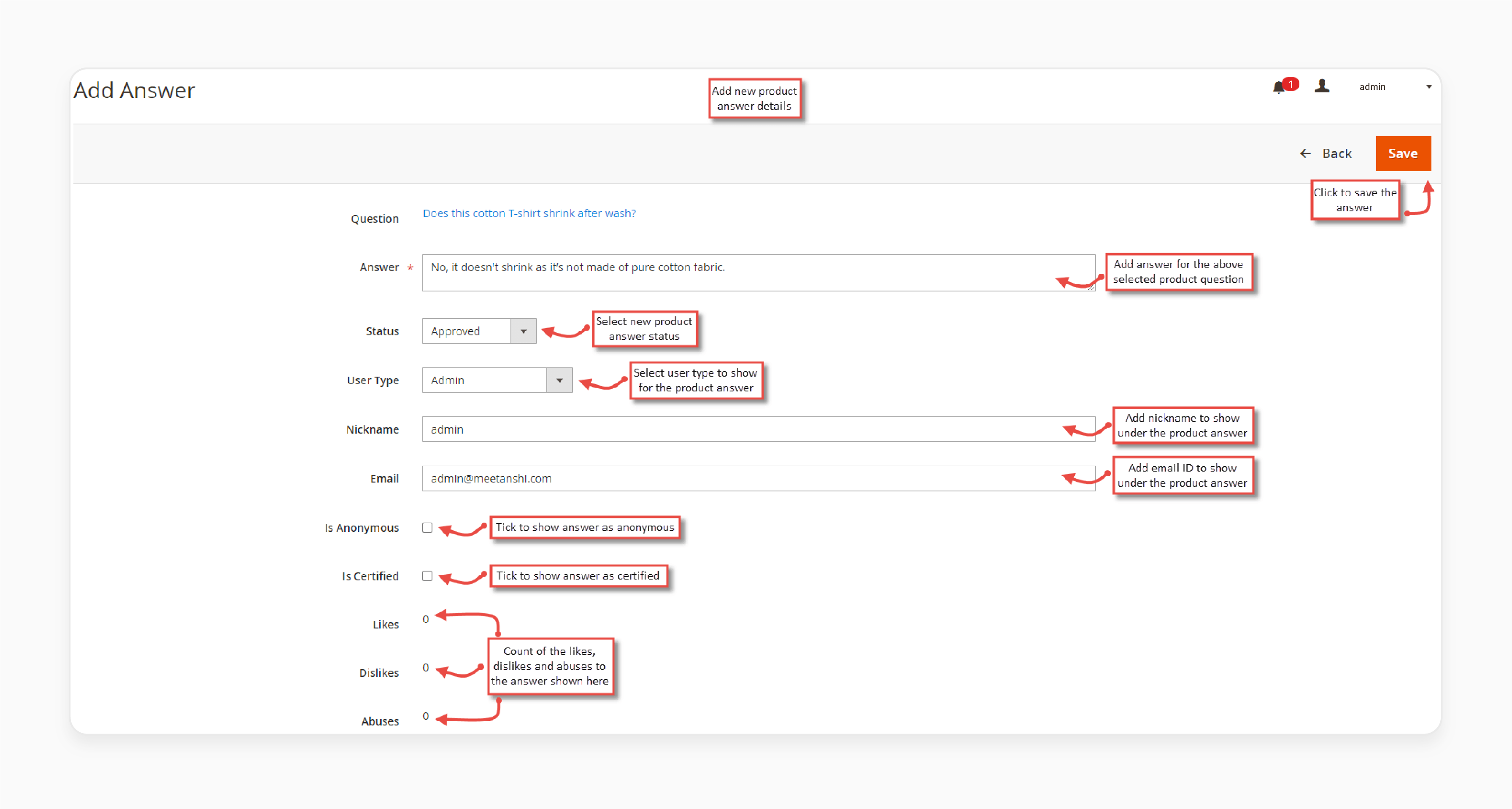 Configure Add answer settings in the Magento 2 Product questions extension