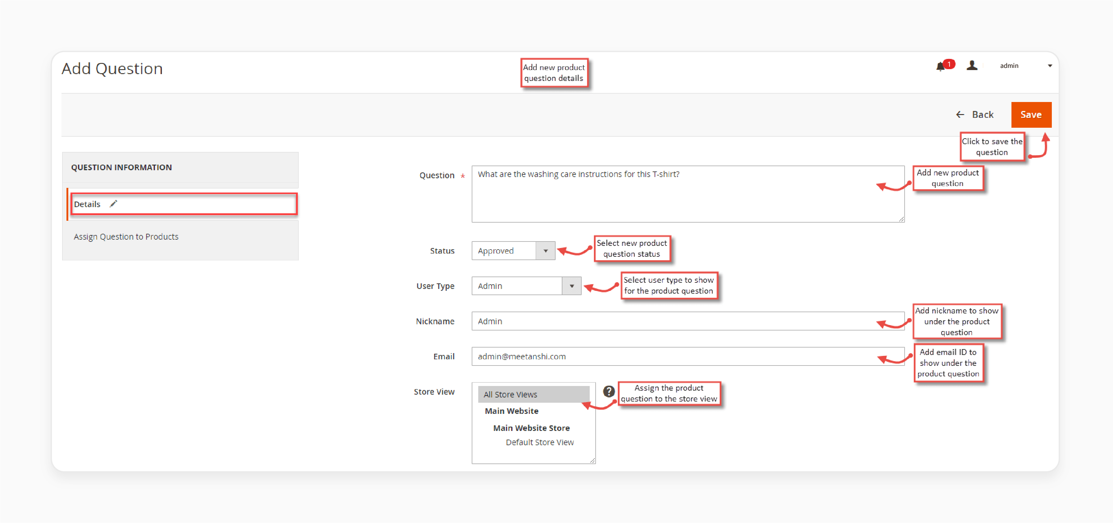 Adding new questions in the Magento 2 Product questions extension