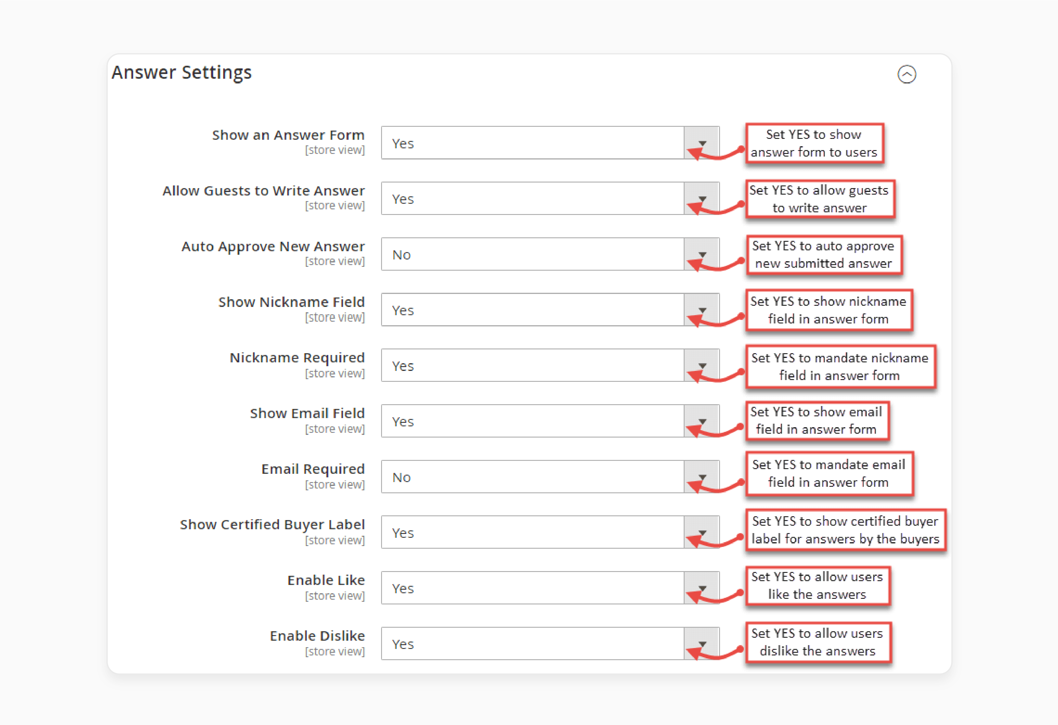 Configuring answer settings in the Magento 2 Product questions extension