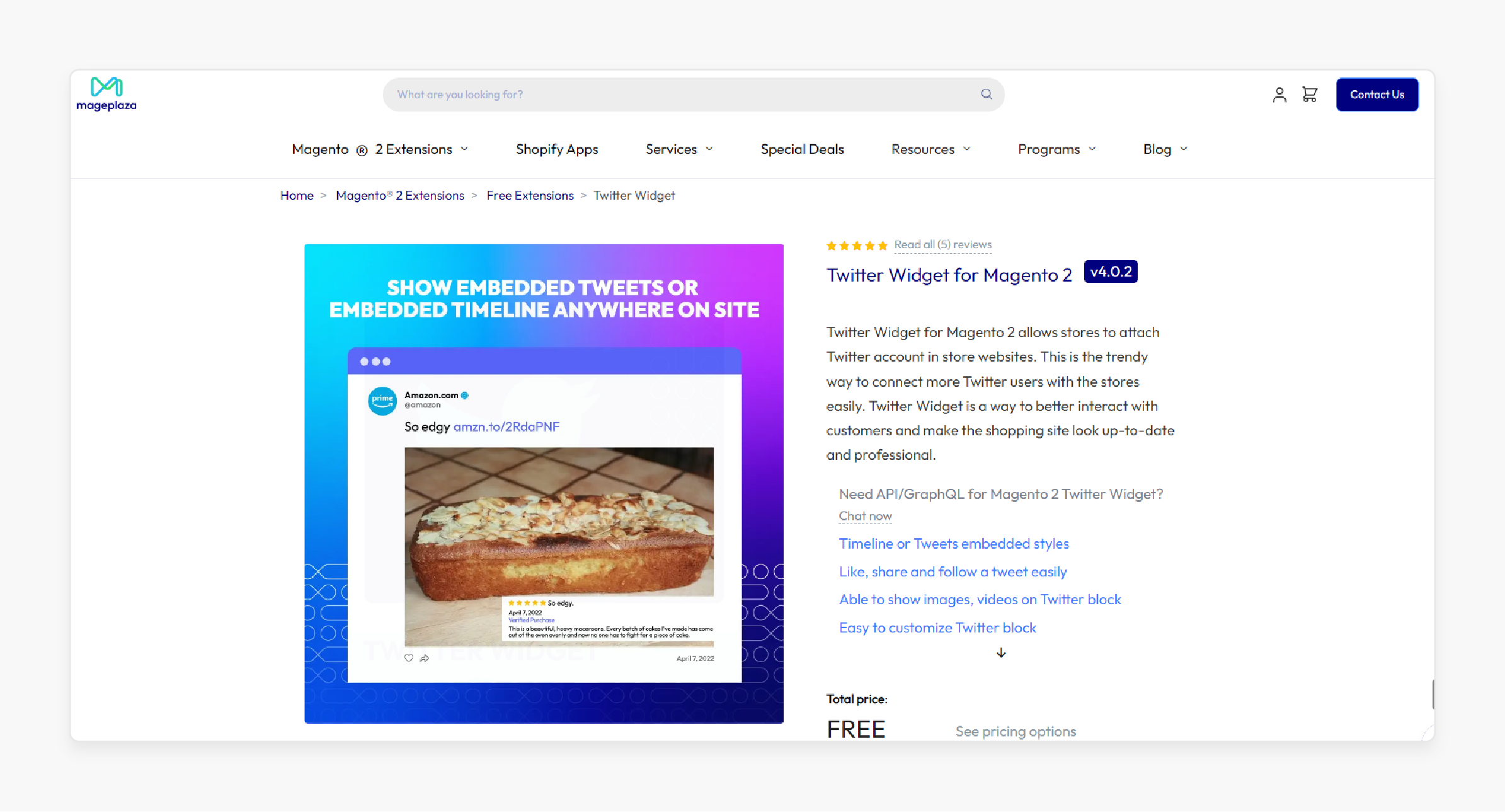 Magento 2 Twitter Widget by MagePlaza