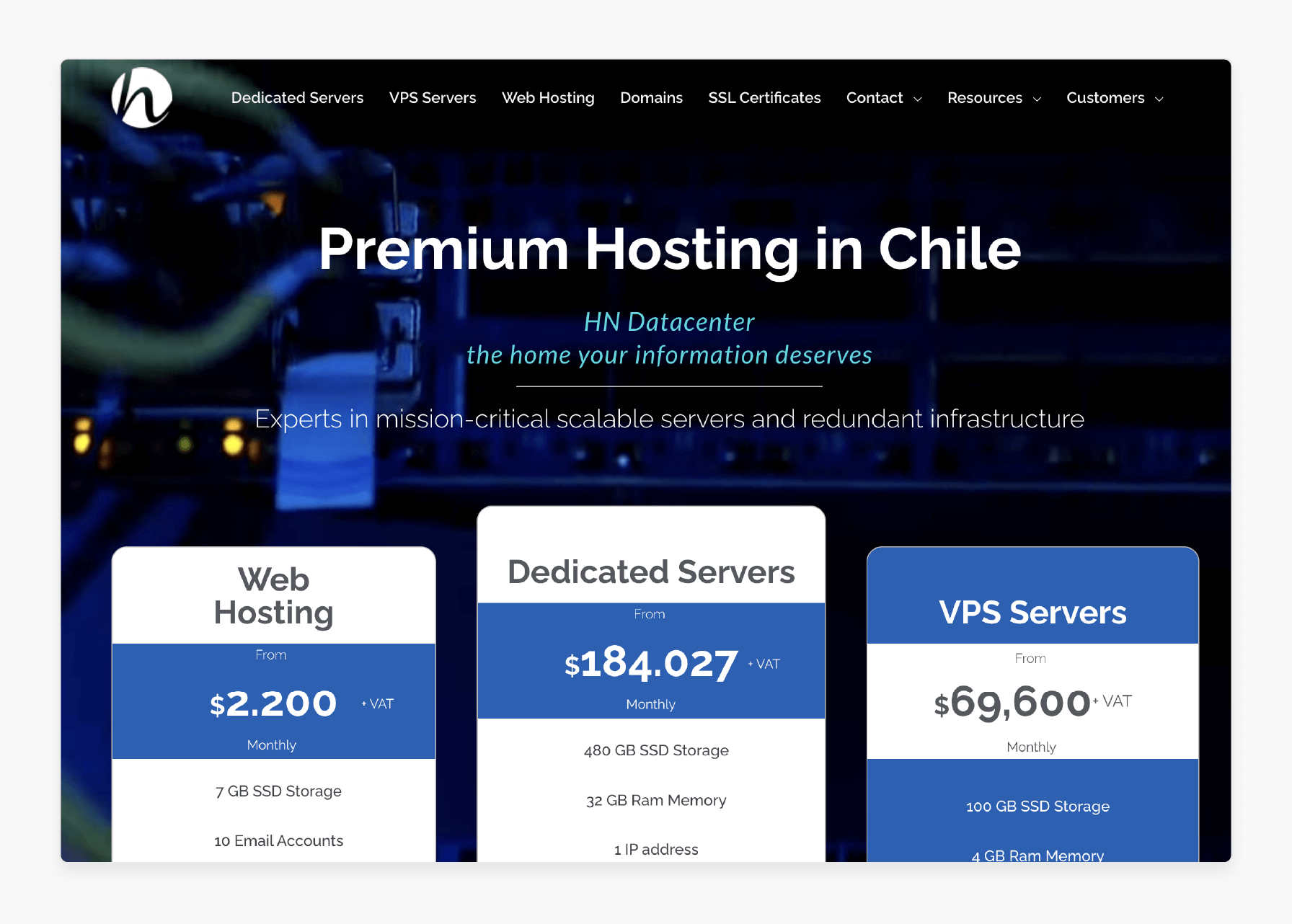 Hostname Chile offering customized hosting services for local businesses