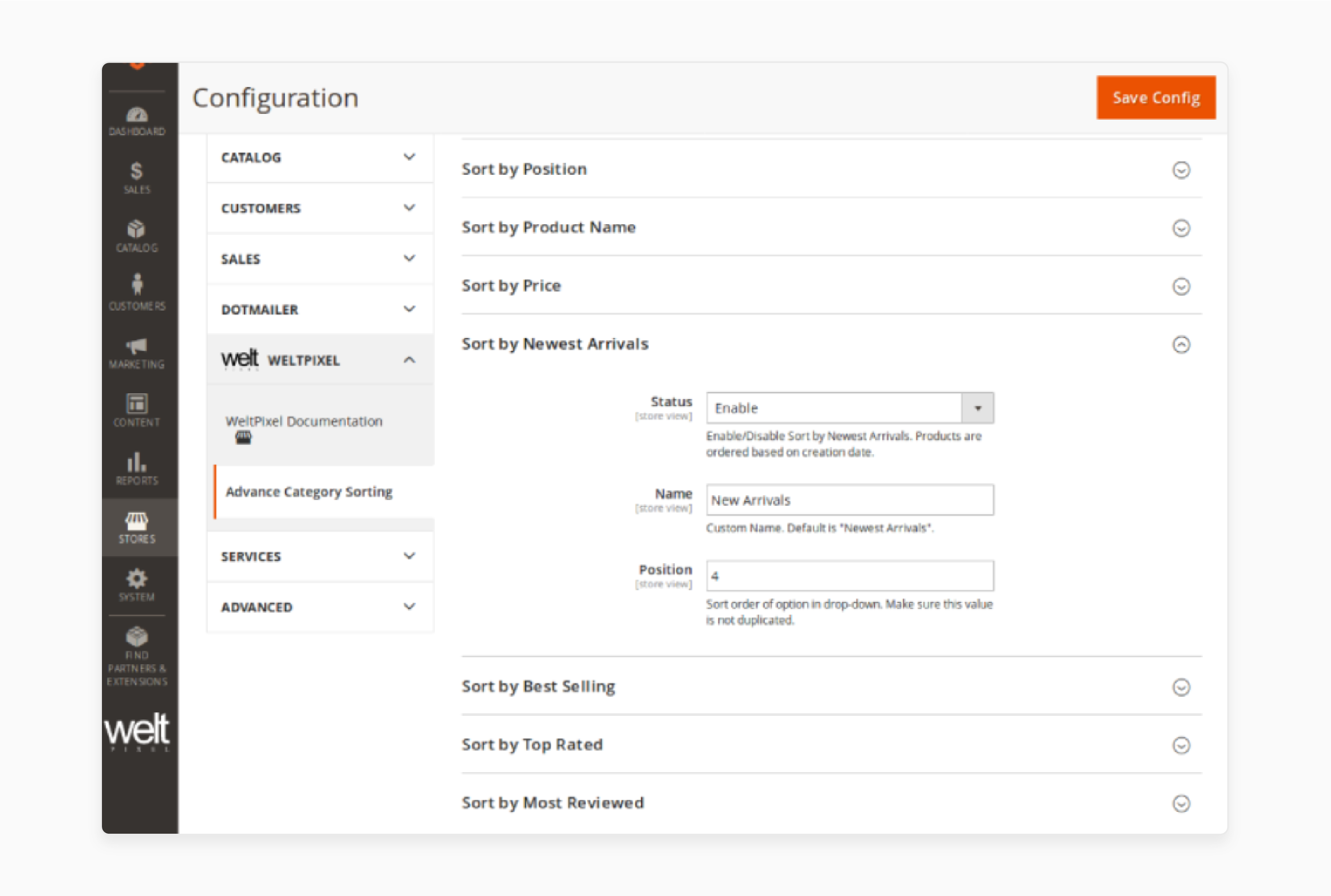 Configure the Magento 2 sort by newest filter