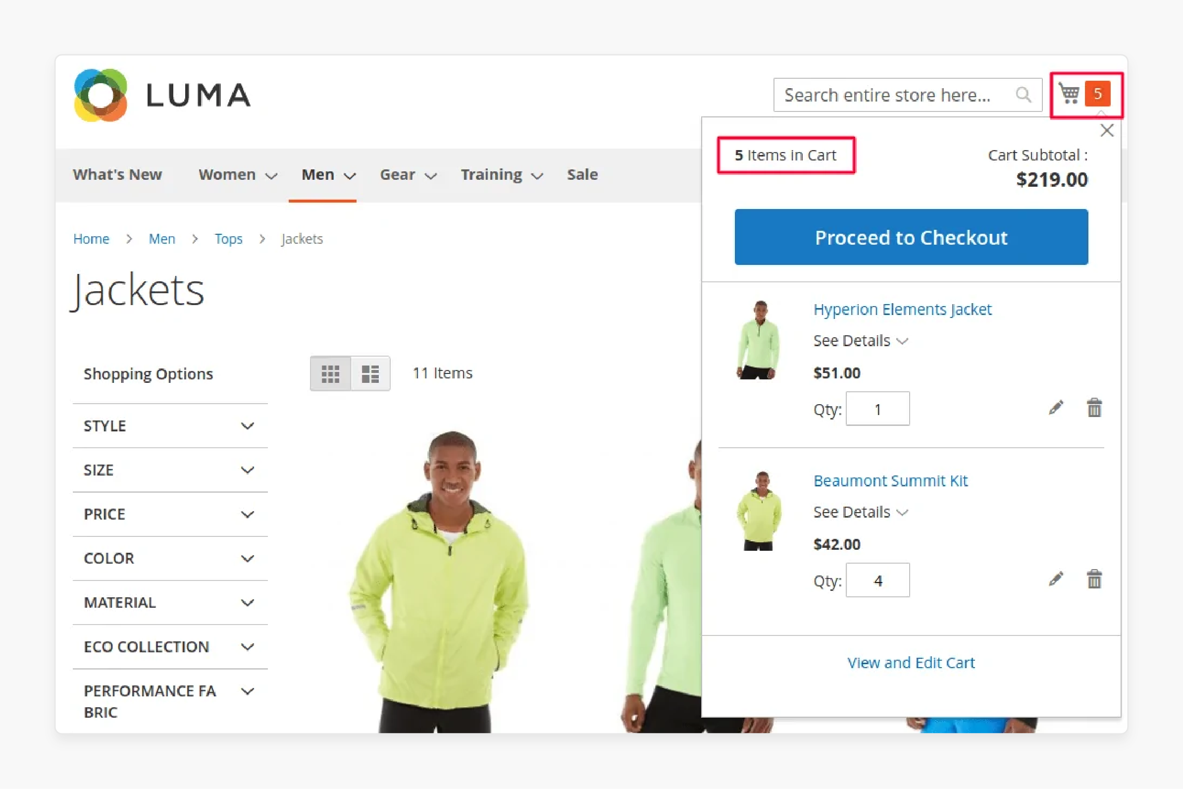 Integrated shopping cart for eCommerce